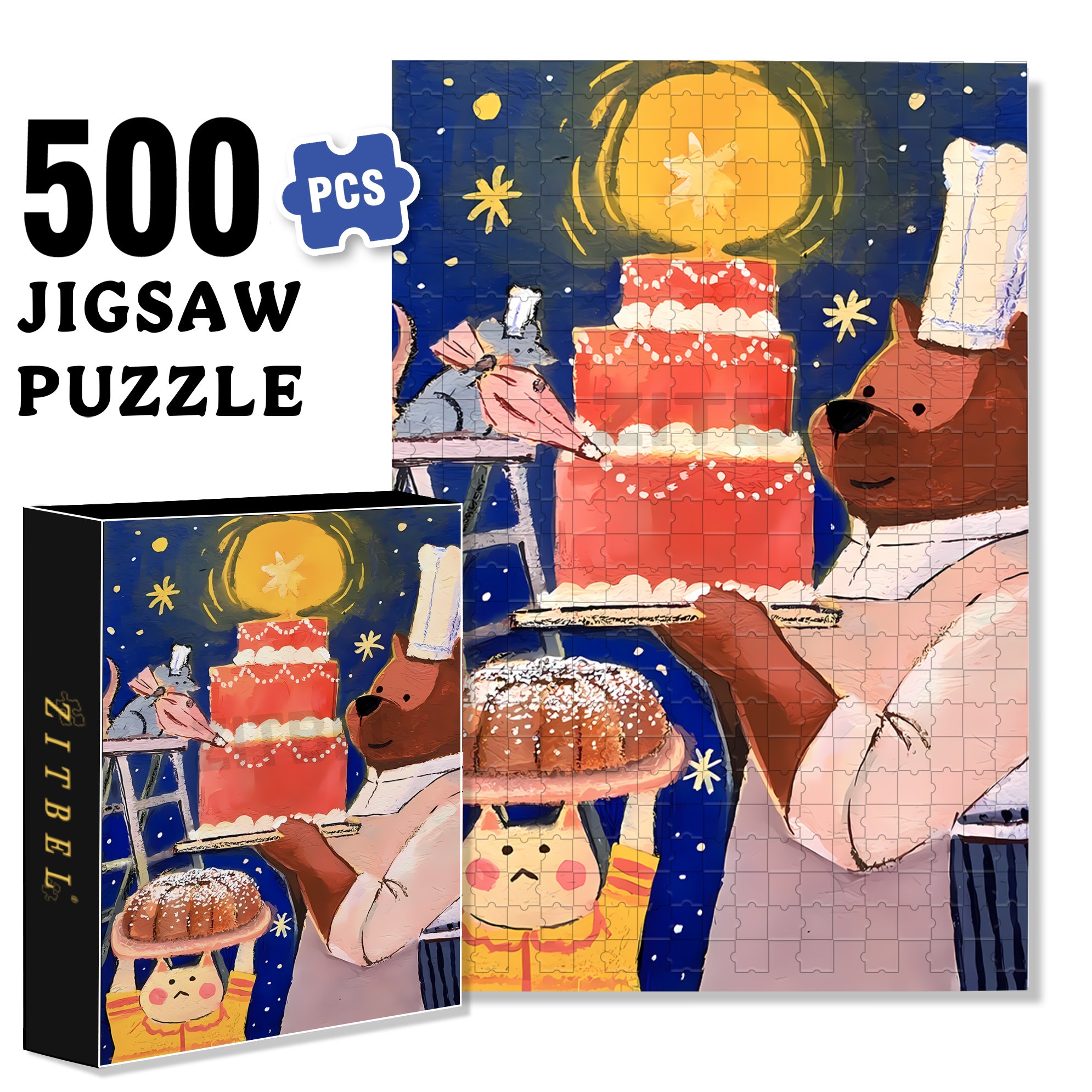 Baking Master 500pcs/1000pcs Jigsaw Puzzle, Scratch-Resistant, Interactive Family Game & Brain-Boosting DIY Decor, Perfect for Halloween, Christmas & New Year Gifts, Family Puzzle Game