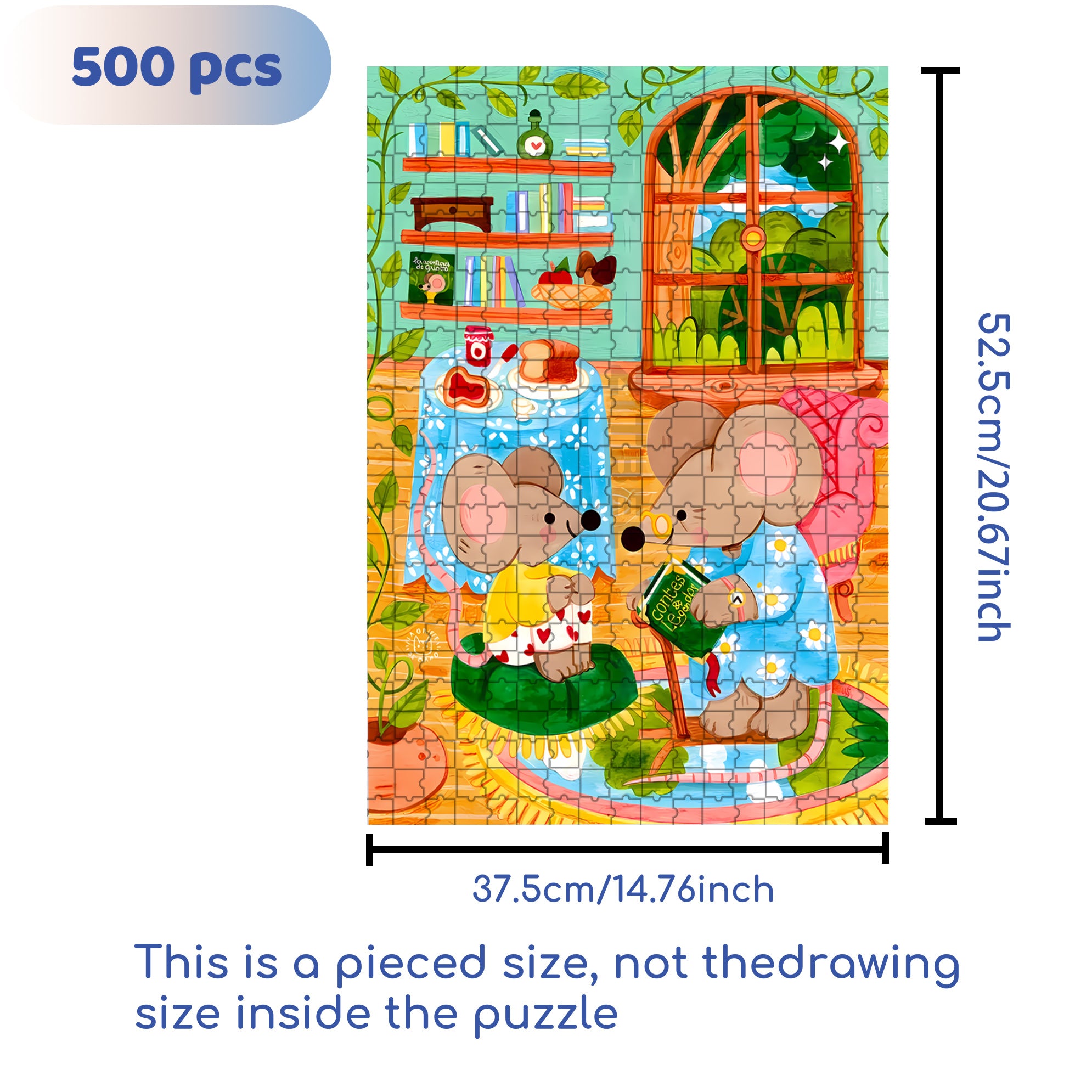 Bedtime Story 500pcs/1000pcs Jigsaw Puzzle, Scratch-Resistant, Interactive Family Game & Brain-Boosting DIY Decor, Perfect for Halloween, Christmas & New Year Gifts, Family Puzzle Game