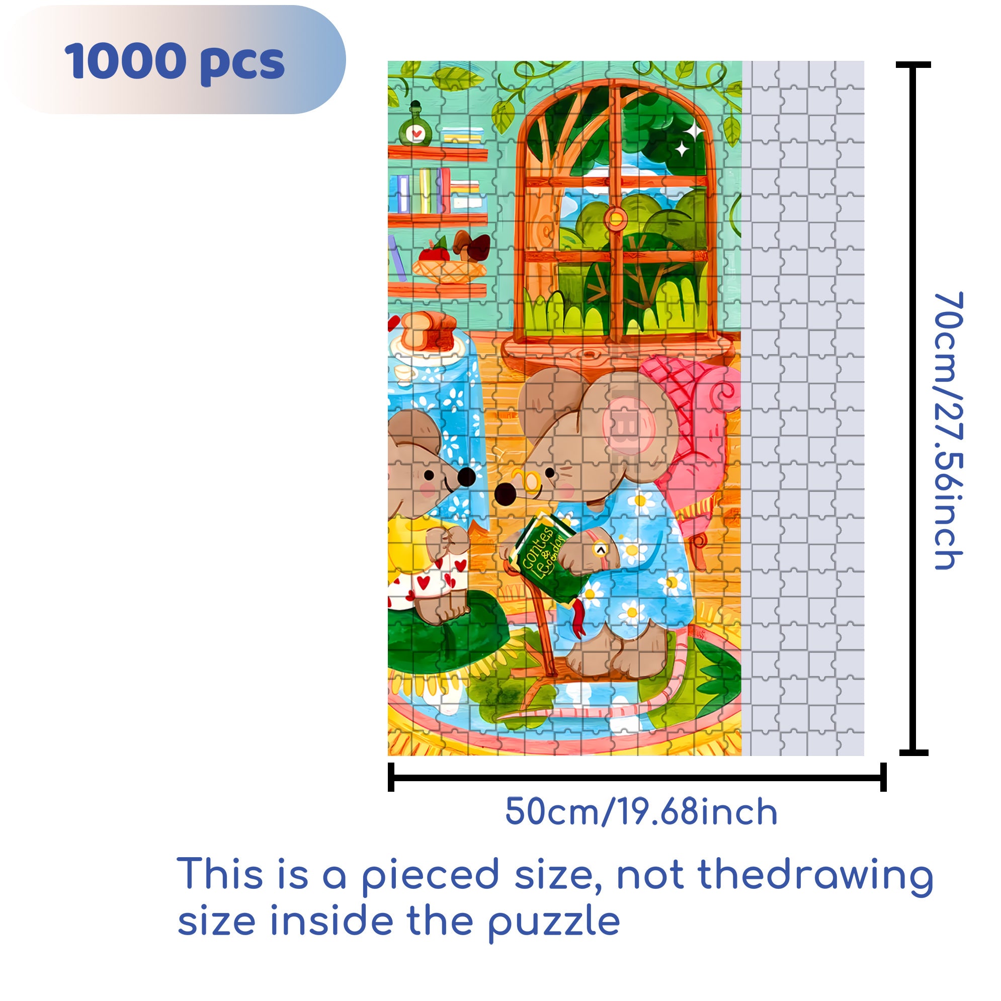 Bedtime Story 500pcs/1000pcs Jigsaw Puzzle, Scratch-Resistant, Interactive Family Game & Brain-Boosting DIY Decor, Perfect for Halloween, Christmas & New Year Gifts, Family Puzzle Game