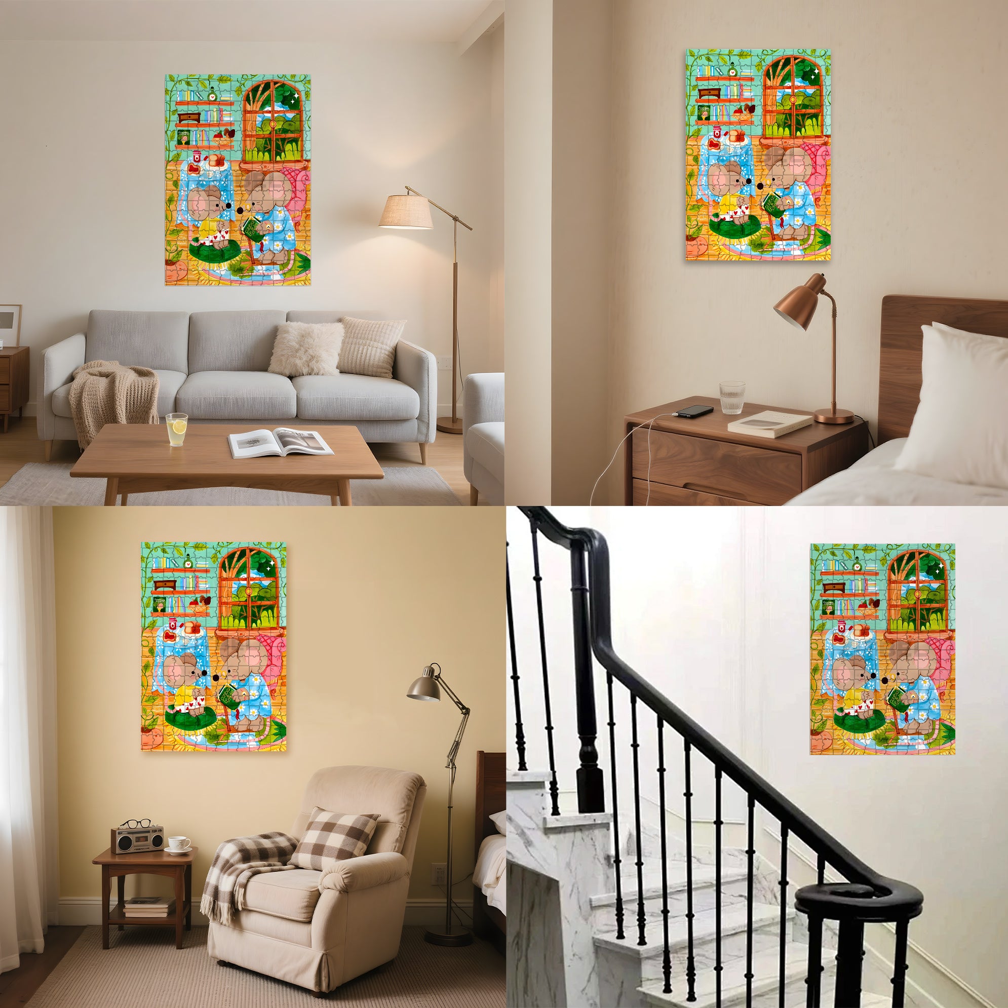 Bedtime Story 500pcs/1000pcs Jigsaw Puzzle, Scratch-Resistant, Interactive Family Game & Brain-Boosting DIY Decor, Perfect for Halloween, Christmas & New Year Gifts, Family Puzzle Game