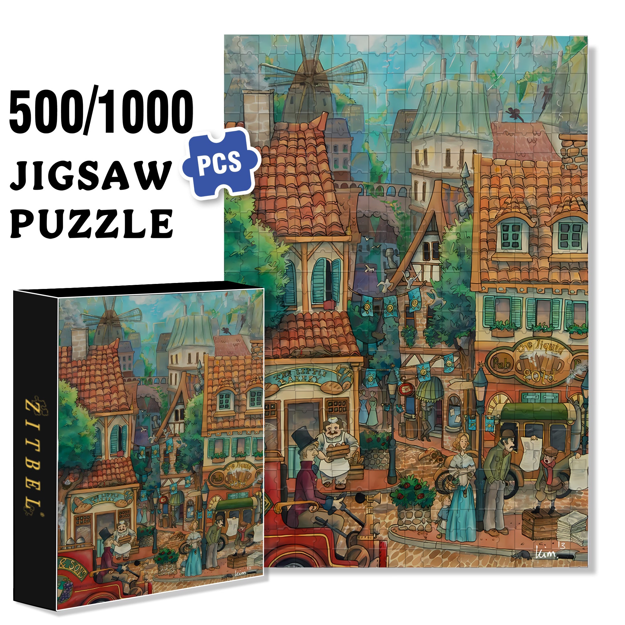 Busy Life 500pcs/1000pcs Jigsaw Puzzle, Scratch-Resistant, Interactive Family Game & Brain-Boosting DIY Decor, Perfect for Halloween, Christmas & New Year Gifts, Family Puzzle Game