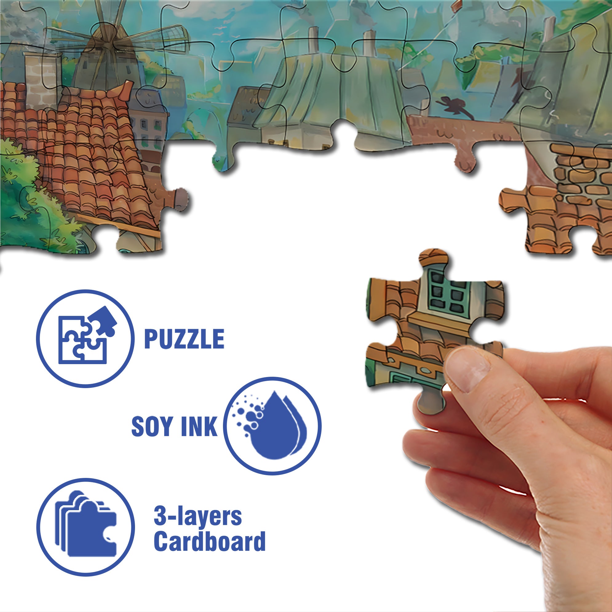 Busy Life 500pcs/1000pcs Jigsaw Puzzle, Scratch-Resistant, Interactive Family Game & Brain-Boosting DIY Decor, Perfect for Halloween, Christmas & New Year Gifts, Family Puzzle Game