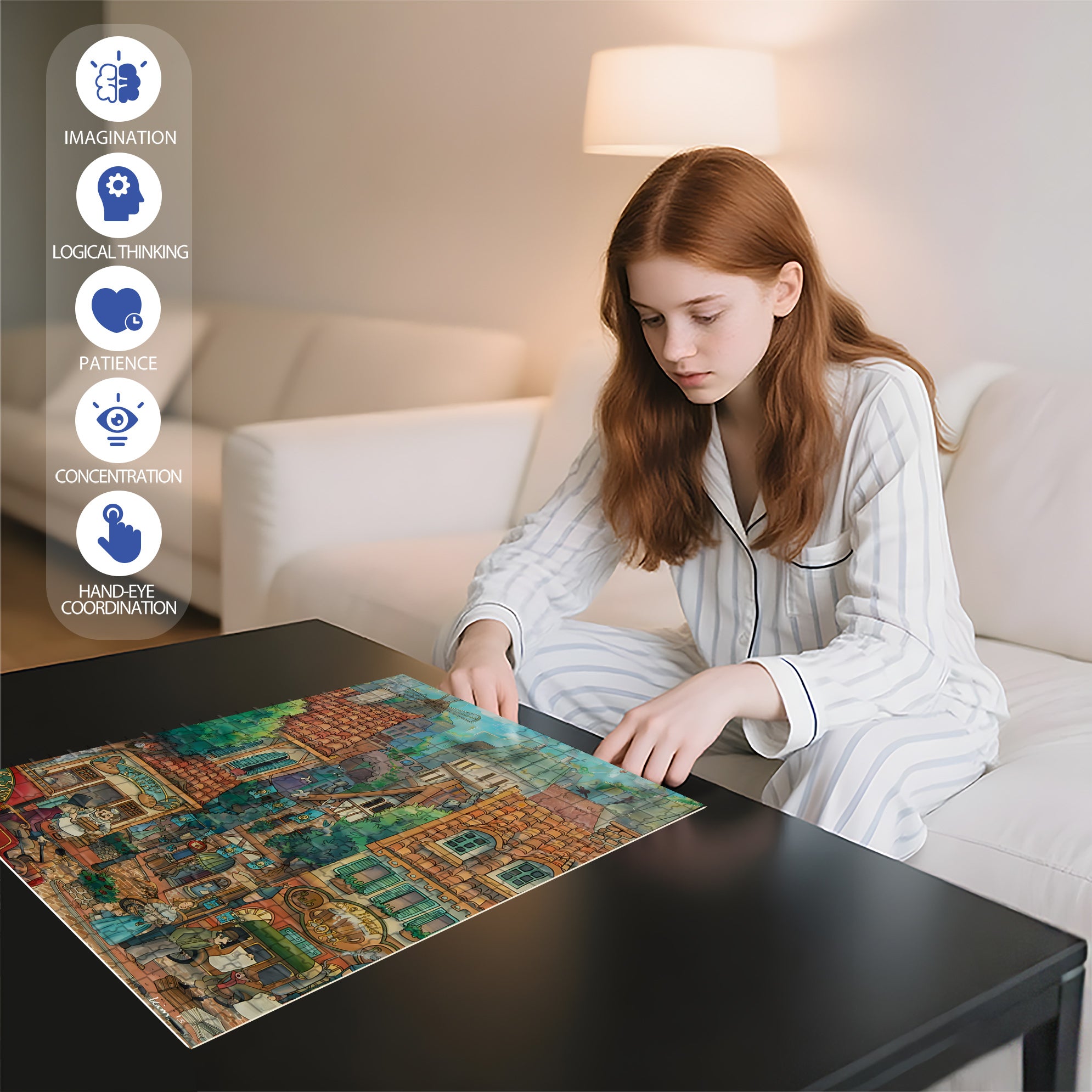 Busy Life 500pcs/1000pcs Jigsaw Puzzle, Scratch-Resistant, Interactive Family Game & Brain-Boosting DIY Decor, Perfect for Halloween, Christmas & New Year Gifts, Family Puzzle Game