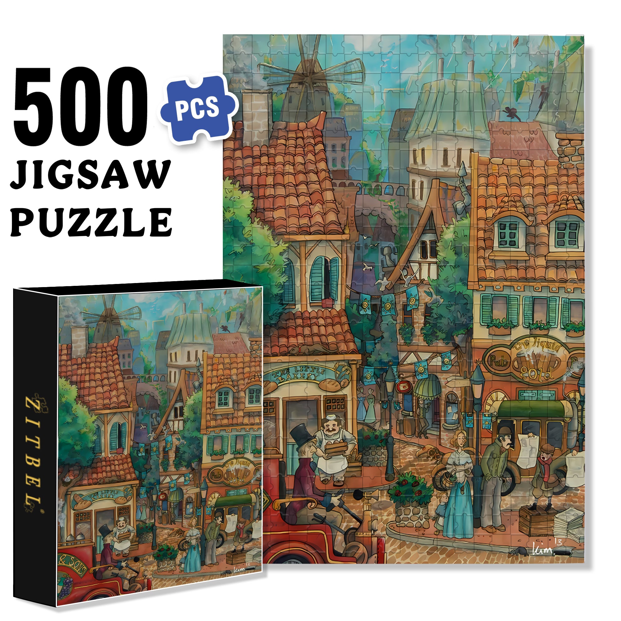 Busy Life 500pcs/1000pcs Jigsaw Puzzle, Scratch-Resistant, Interactive Family Game & Brain-Boosting DIY Decor, Perfect for Halloween, Christmas & New Year Gifts, Family Puzzle Game