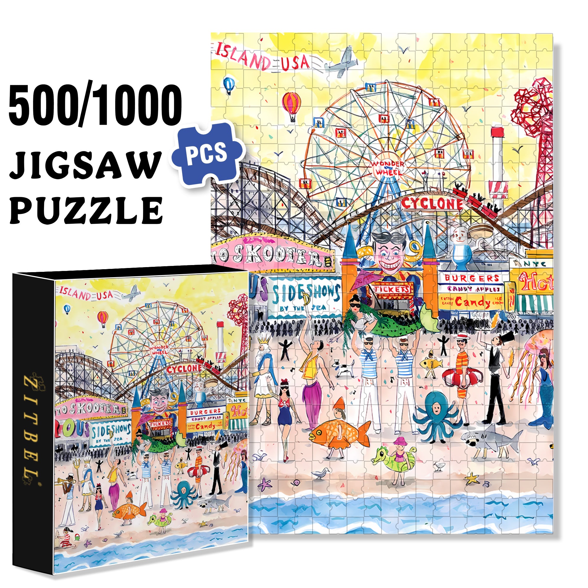Carnival 500pcs/1000pcs Jigsaw Puzzle, Scratch-Resistant, Interactive Family Game & Brain-Boosting DIY Decor, Perfect for Halloween, Christmas & New Year Gifts, Family Puzzle Game