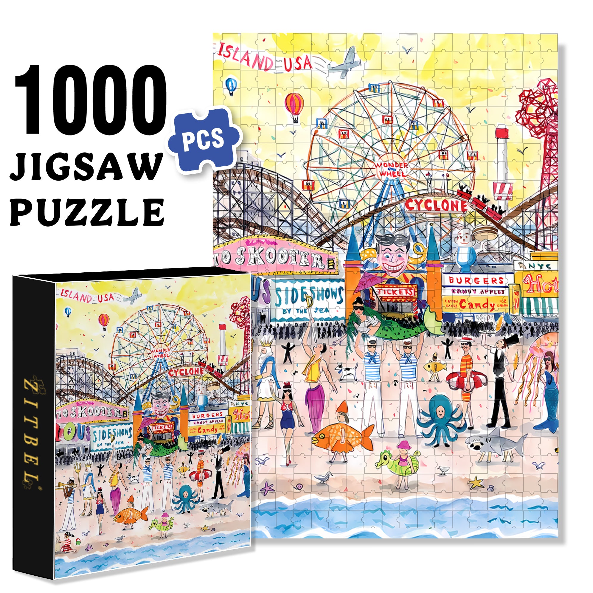 Carnival 500pcs/1000pcs Jigsaw Puzzle, Scratch-Resistant, Interactive Family Game & Brain-Boosting DIY Decor, Perfect for Halloween, Christmas & New Year Gifts, Family Puzzle Game
