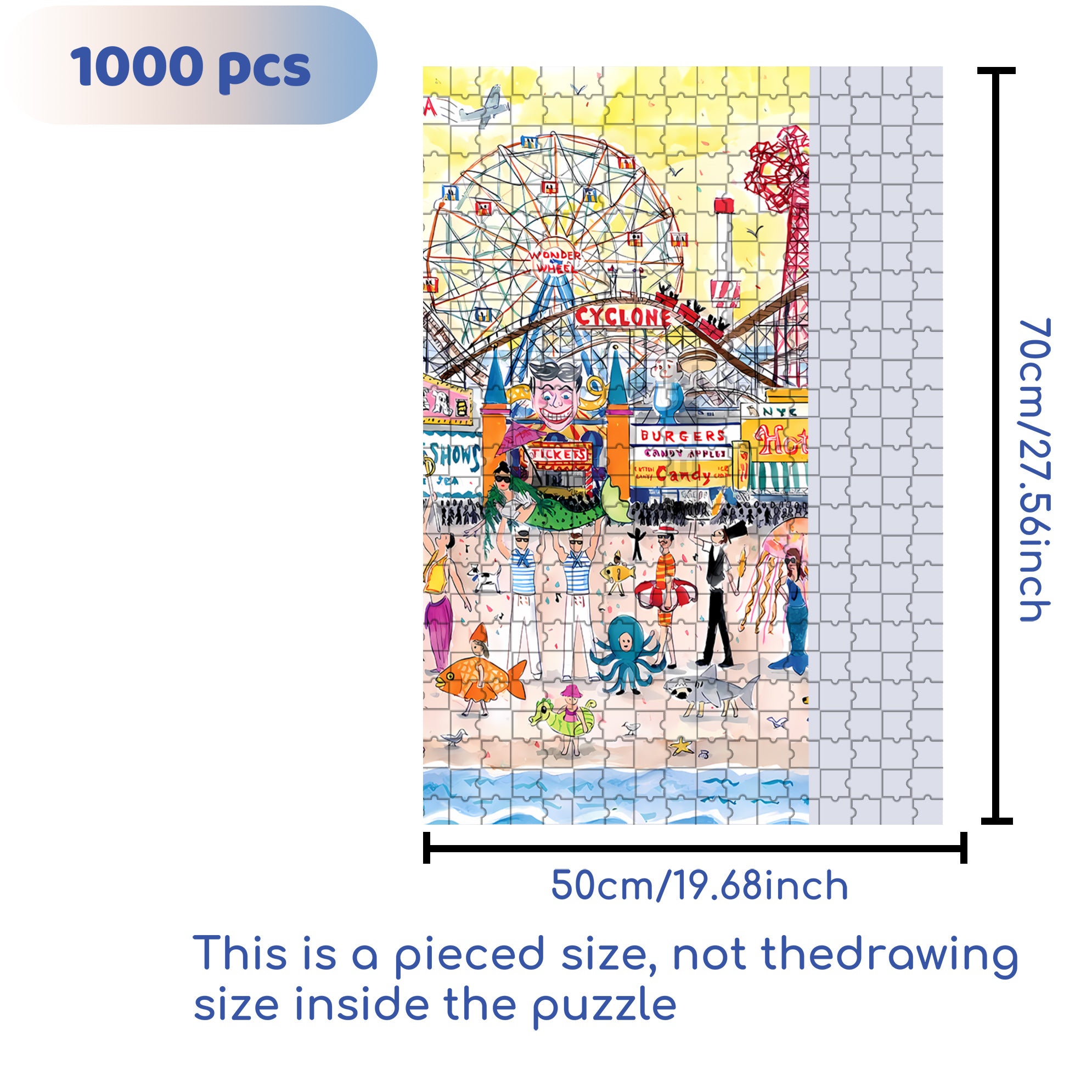 Carnival 500pcs/1000pcs Jigsaw Puzzle, Scratch-Resistant, Interactive Family Game & Brain-Boosting DIY Decor, Perfect for Halloween, Christmas & New Year Gifts, Family Puzzle Game