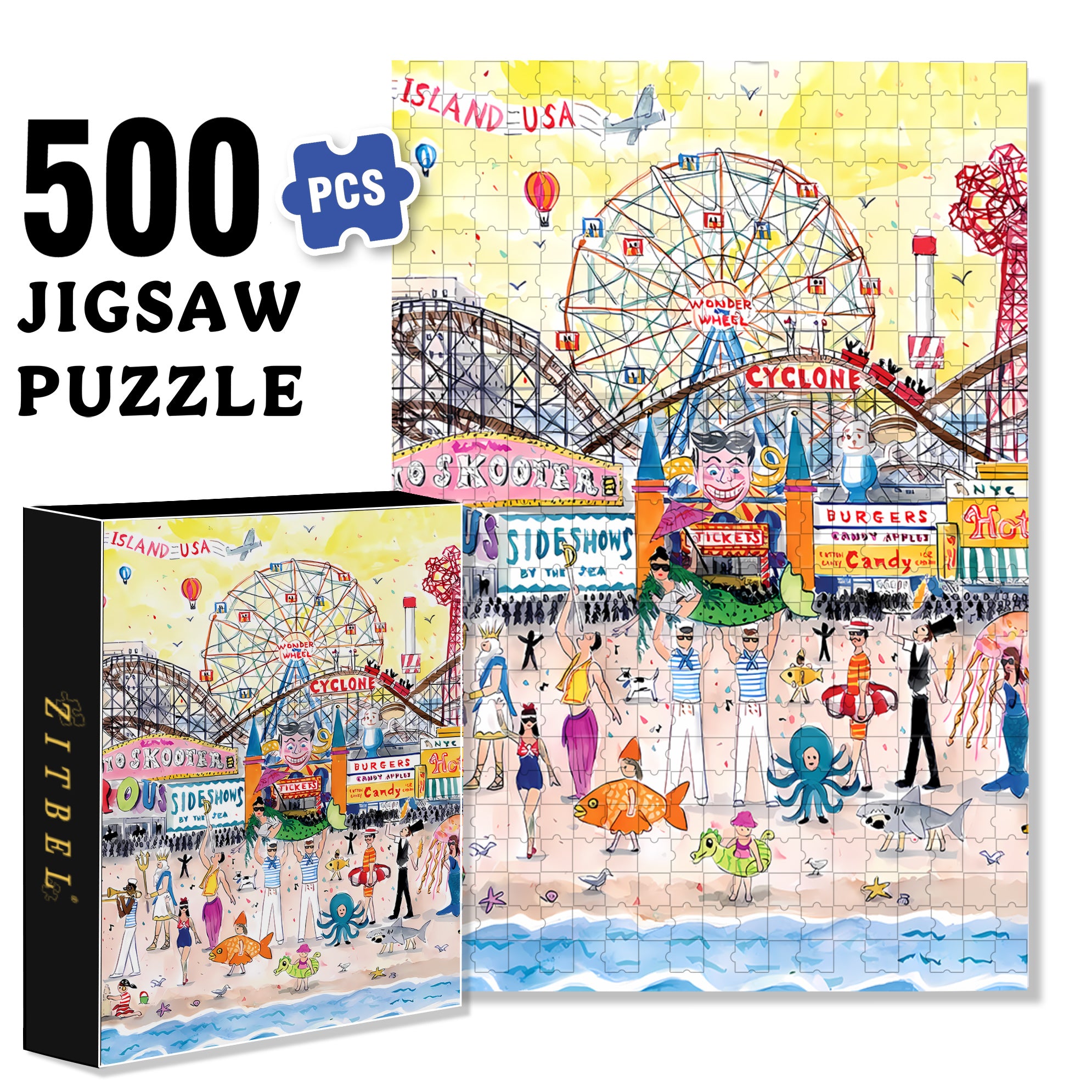 Carnival 500pcs/1000pcs Jigsaw Puzzle, Scratch-Resistant, Interactive Family Game & Brain-Boosting DIY Decor, Perfect for Halloween, Christmas & New Year Gifts, Family Puzzle Game
