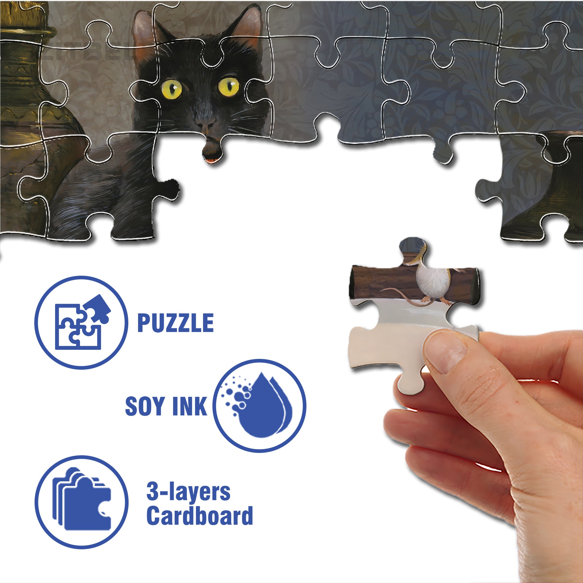 Cat and Mouse 500pcs/1000pcs Jigsaw Puzzle, Scratch-Resistant, Interactive Family Game & Brain-Boosting DIY Decor, Perfect for Halloween, Christmas & New Year Gifts, Family Puzzle Game
