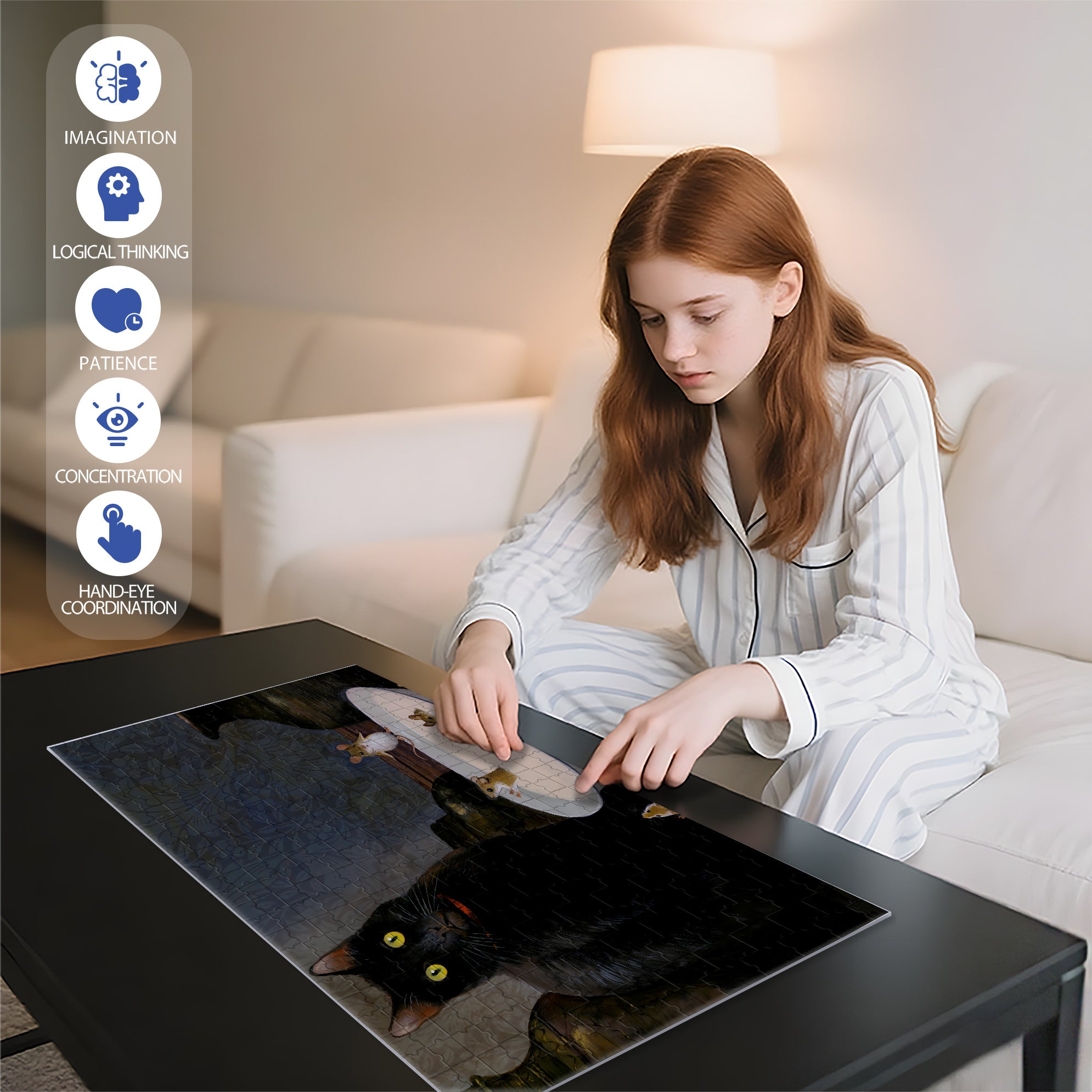 Cat and Mouse 500pcs/1000pcs Jigsaw Puzzle, Scratch-Resistant, Interactive Family Game & Brain-Boosting DIY Decor, Perfect for Halloween, Christmas & New Year Gifts, Family Puzzle Game