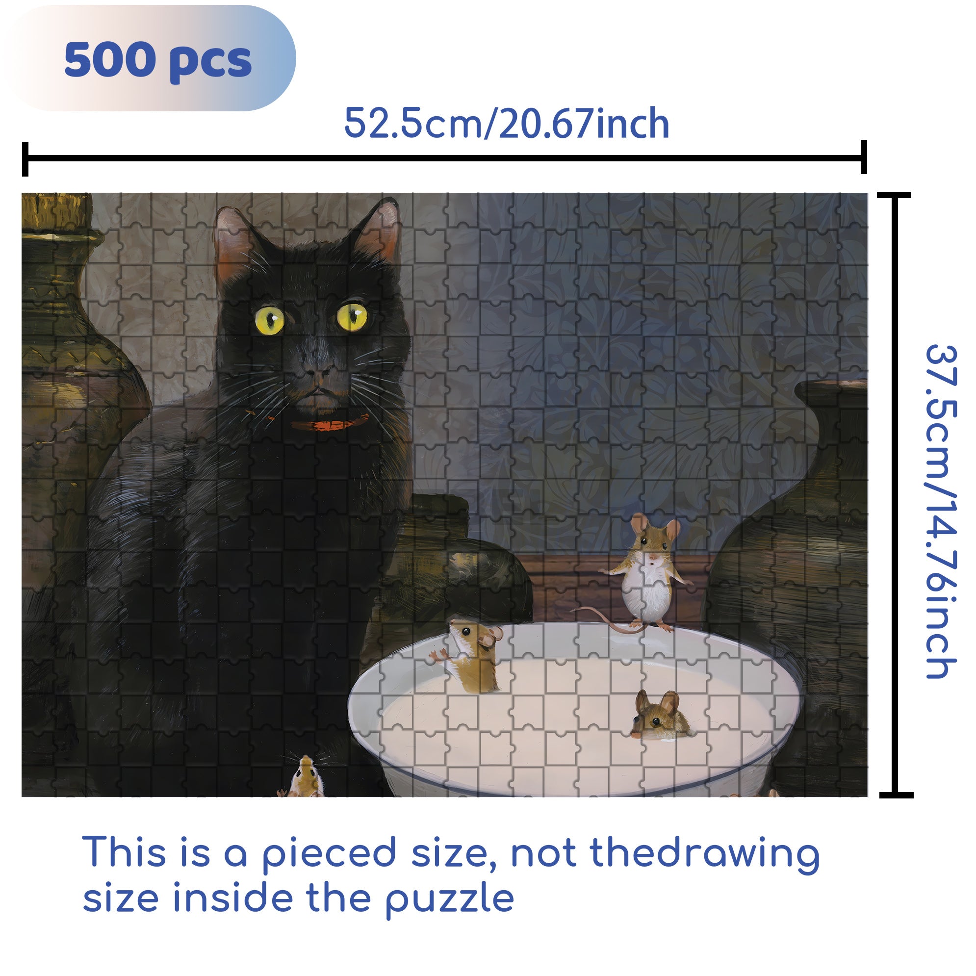 Cat and Mouse 500pcs/1000pcs Jigsaw Puzzle, Scratch-Resistant, Interactive Family Game & Brain-Boosting DIY Decor, Perfect for Halloween, Christmas & New Year Gifts, Family Puzzle Game