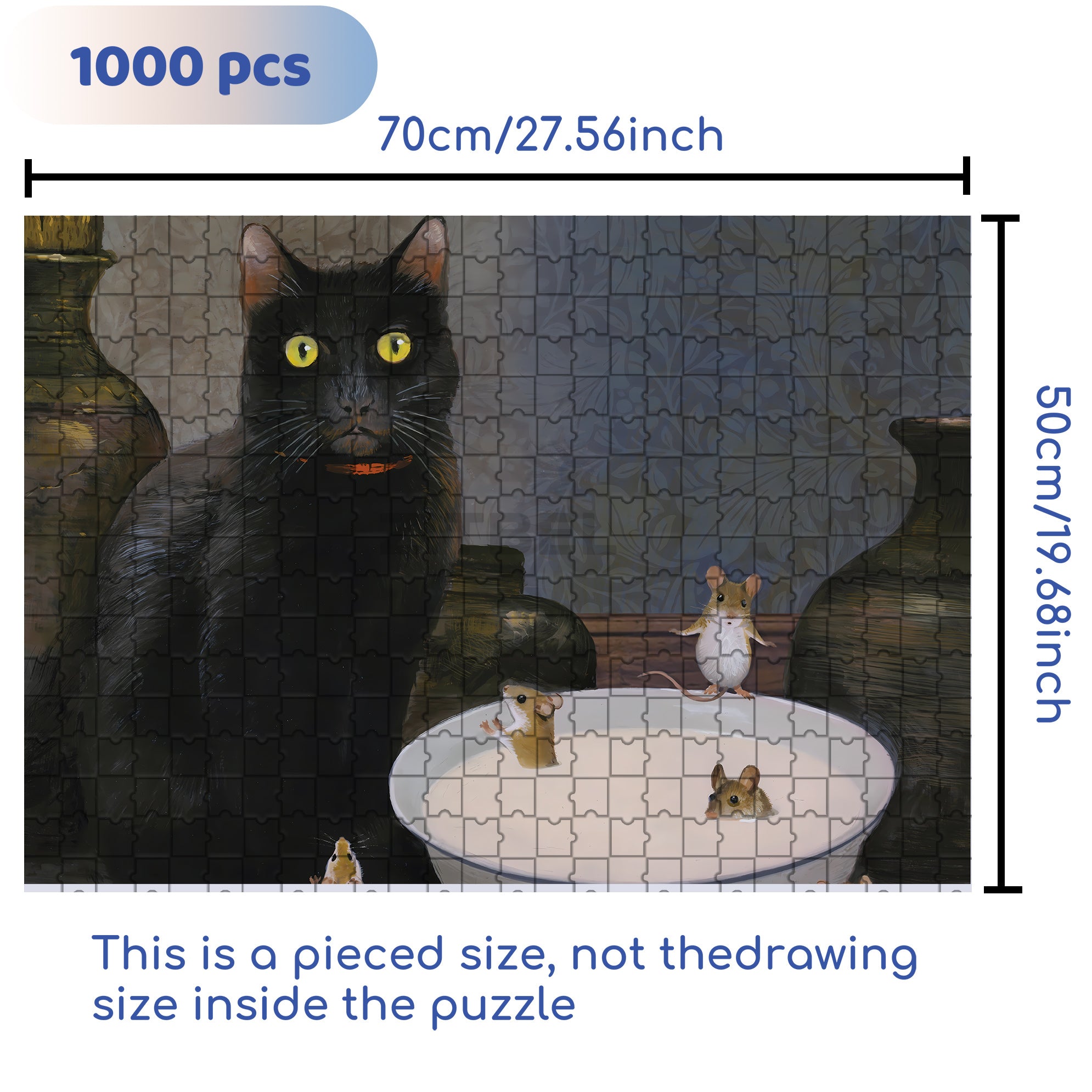 Cat and Mouse 500pcs/1000pcs Jigsaw Puzzle, Scratch-Resistant, Interactive Family Game & Brain-Boosting DIY Decor, Perfect for Halloween, Christmas & New Year Gifts, Family Puzzle Game