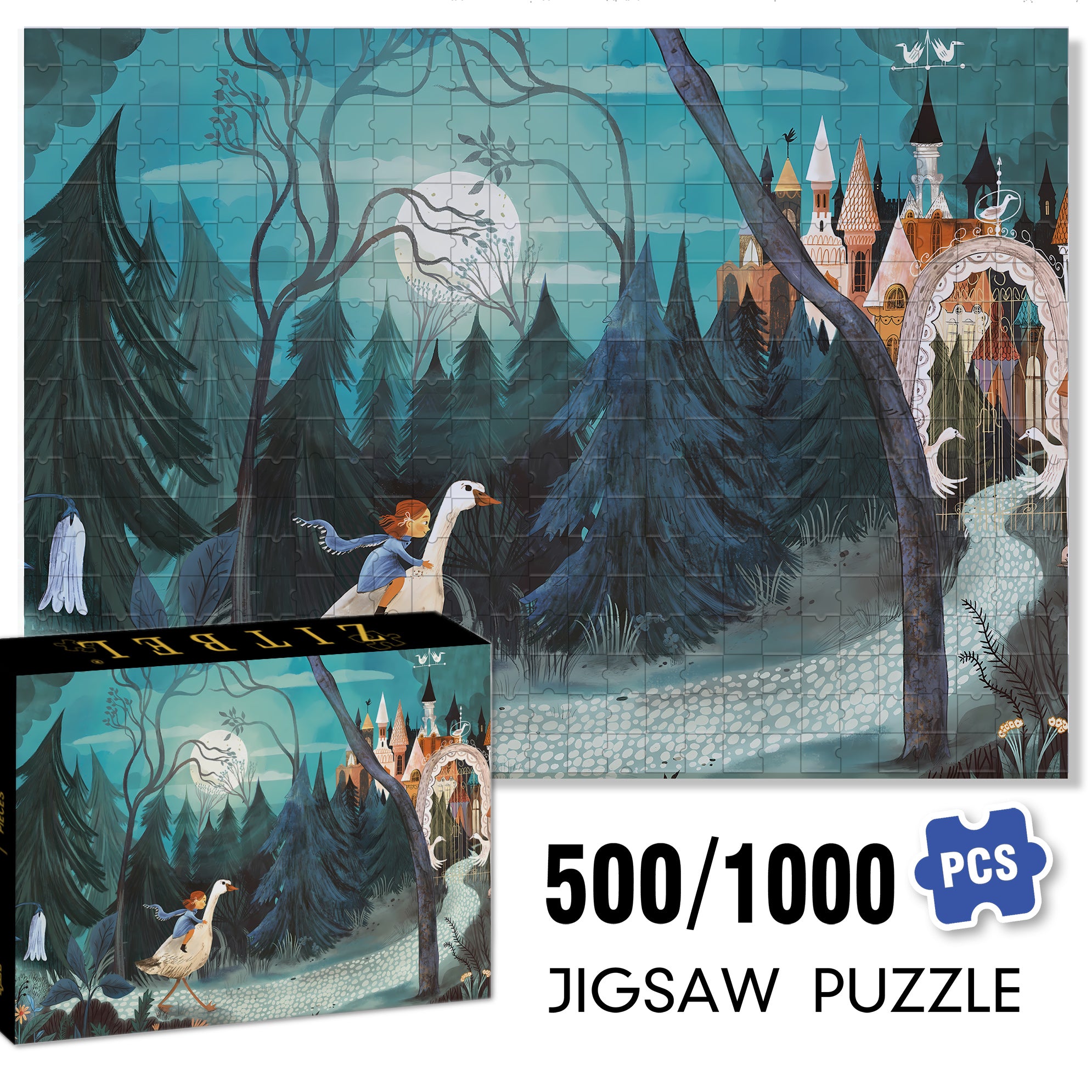 Children's Fantasy 500pcs/1000pcs Jigsaw Puzzle, Scratch-Resistant, Interactive Family Game & Brain-Boosting DIY Decor, Perfect for Halloween, Christmas & New Year Gifts, Family Puzzle Game