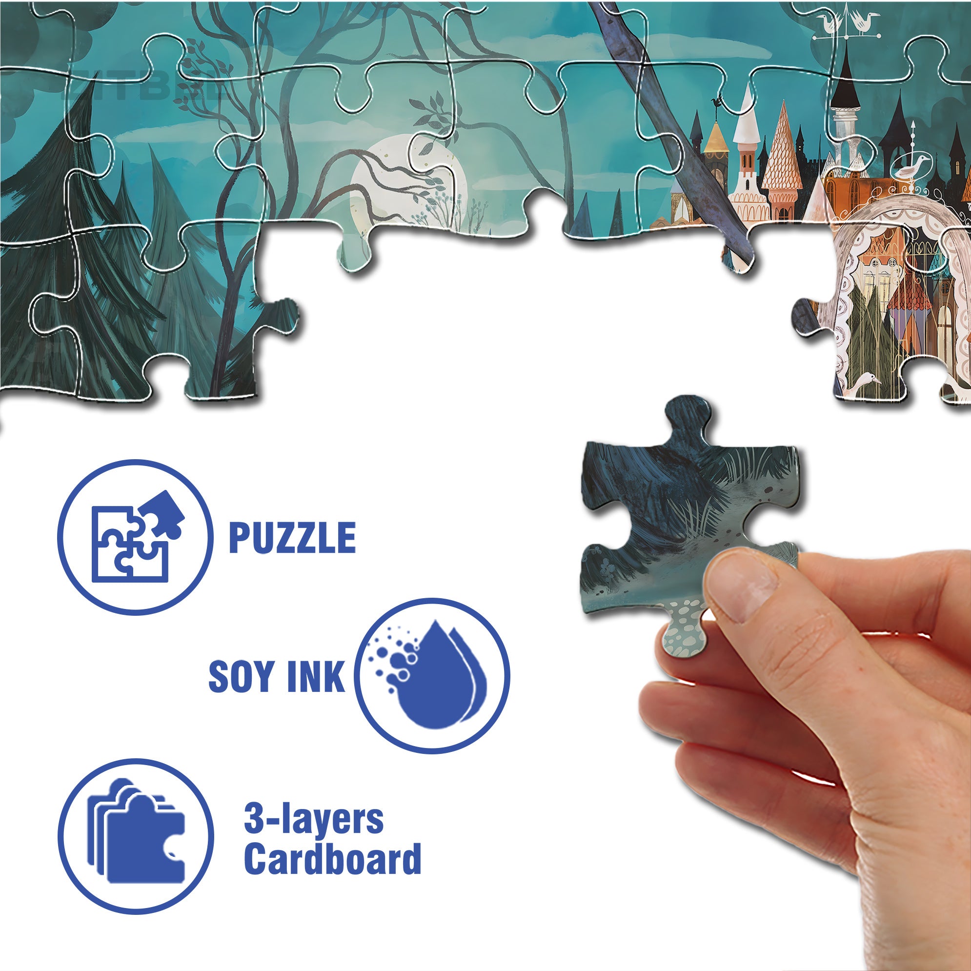 Children's Fantasy 500pcs/1000pcs Jigsaw Puzzle, Scratch-Resistant, Interactive Family Game & Brain-Boosting DIY Decor, Perfect for Halloween, Christmas & New Year Gifts, Family Puzzle Game