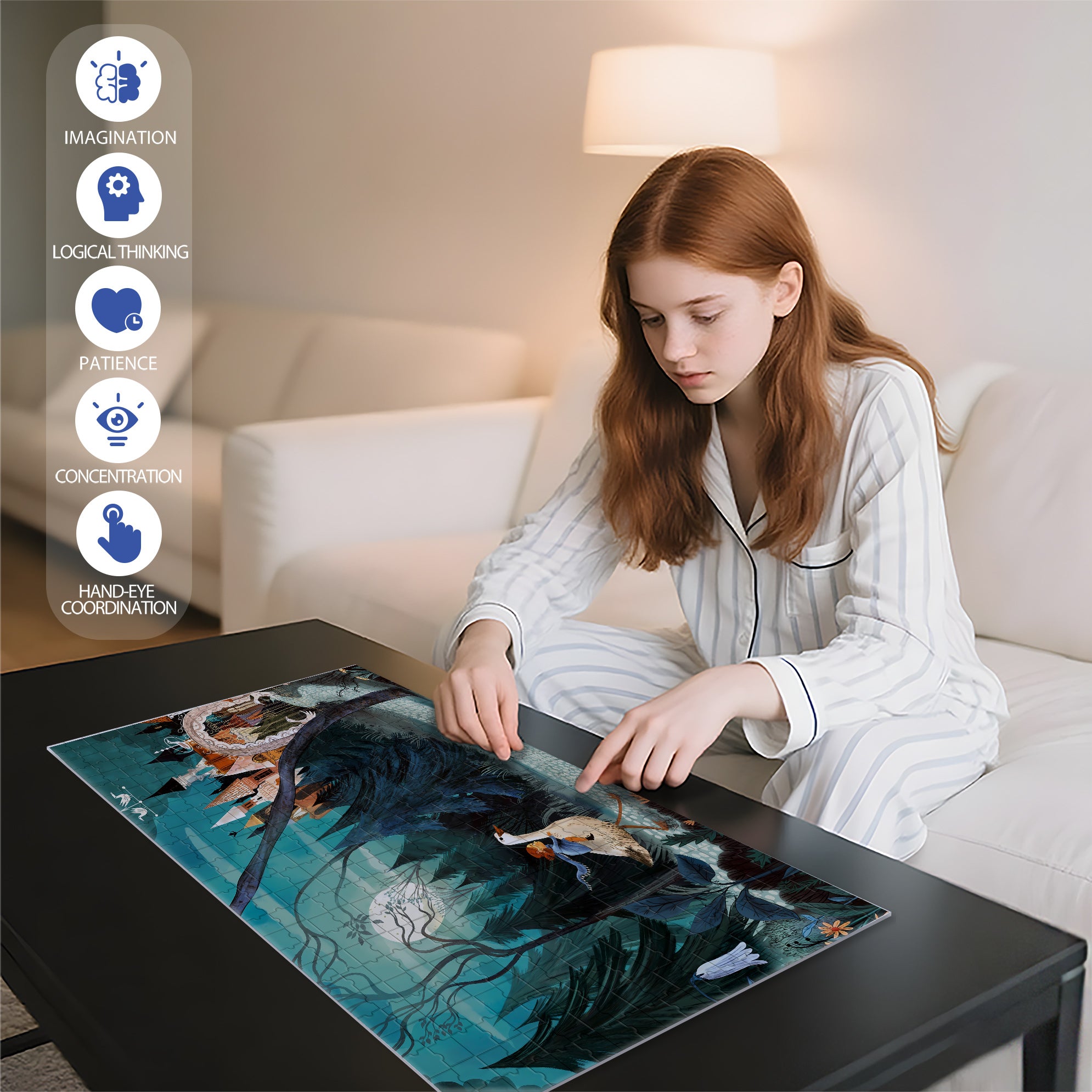 Children's Fantasy 500pcs/1000pcs Jigsaw Puzzle, Scratch-Resistant, Interactive Family Game & Brain-Boosting DIY Decor, Perfect for Halloween, Christmas & New Year Gifts, Family Puzzle Game