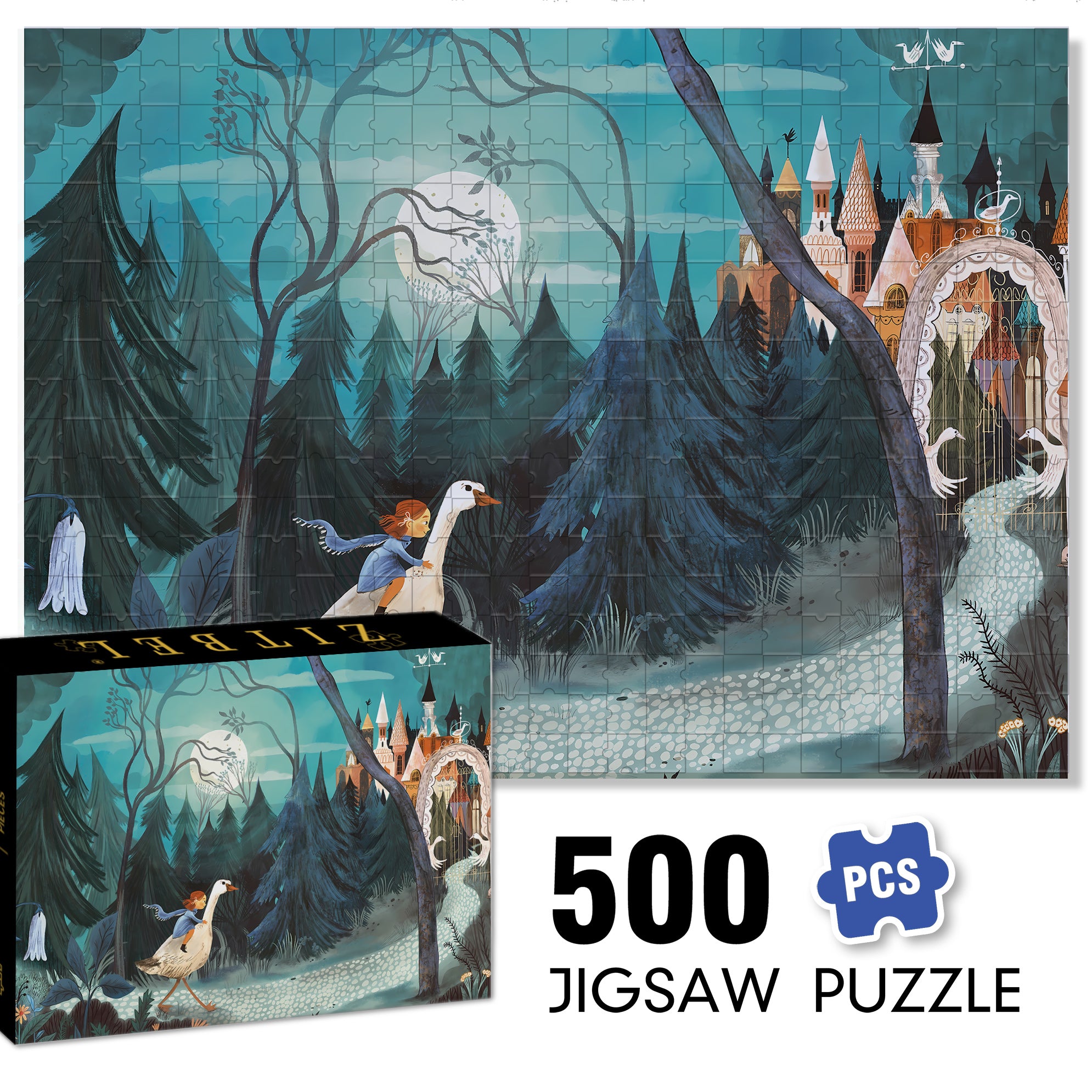 Children's Fantasy 500pcs/1000pcs Jigsaw Puzzle, Scratch-Resistant, Interactive Family Game & Brain-Boosting DIY Decor, Perfect for Halloween, Christmas & New Year Gifts, Family Puzzle Game
