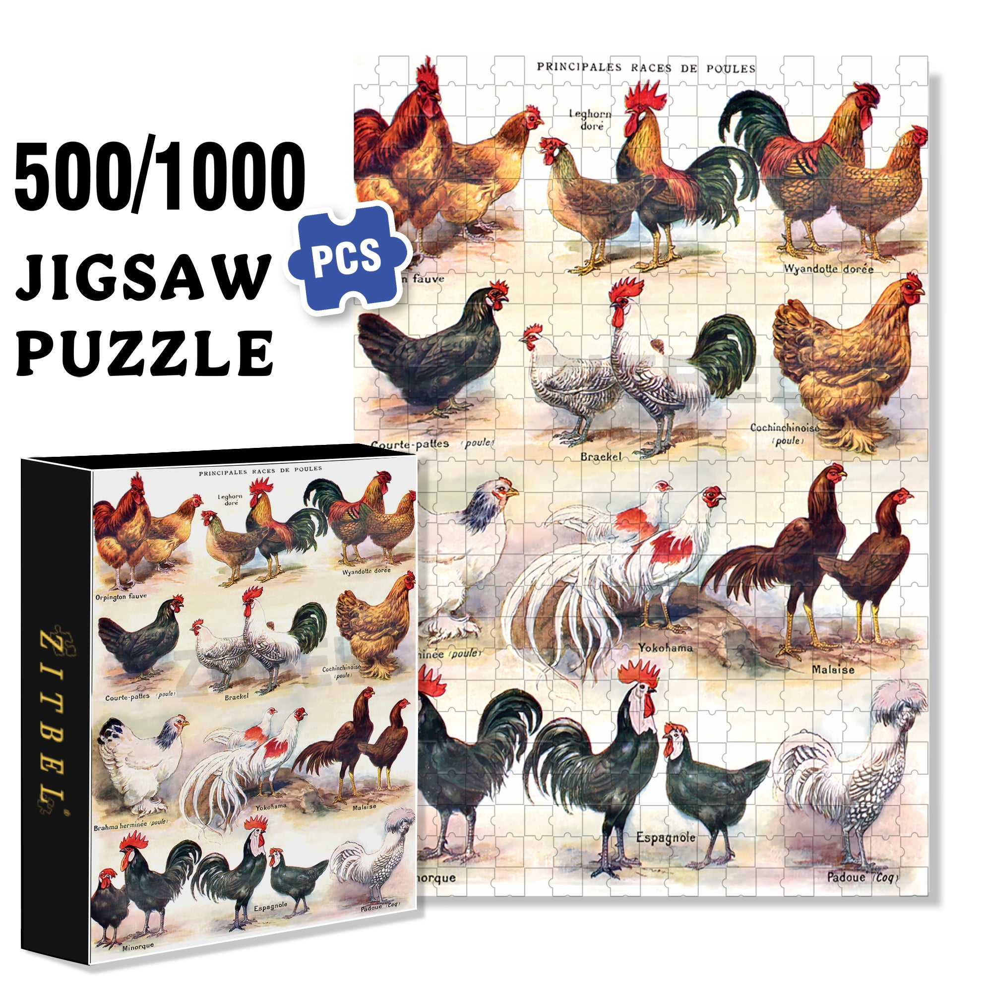 Chook 500pcs/1000pcs Jigsaw Puzzle, Scratch-Resistant, Interactive Family Game & Brain-Boosting DIY Decor, Perfect for Halloween, Christmas & New Year Gifts, Family Puzzle Game