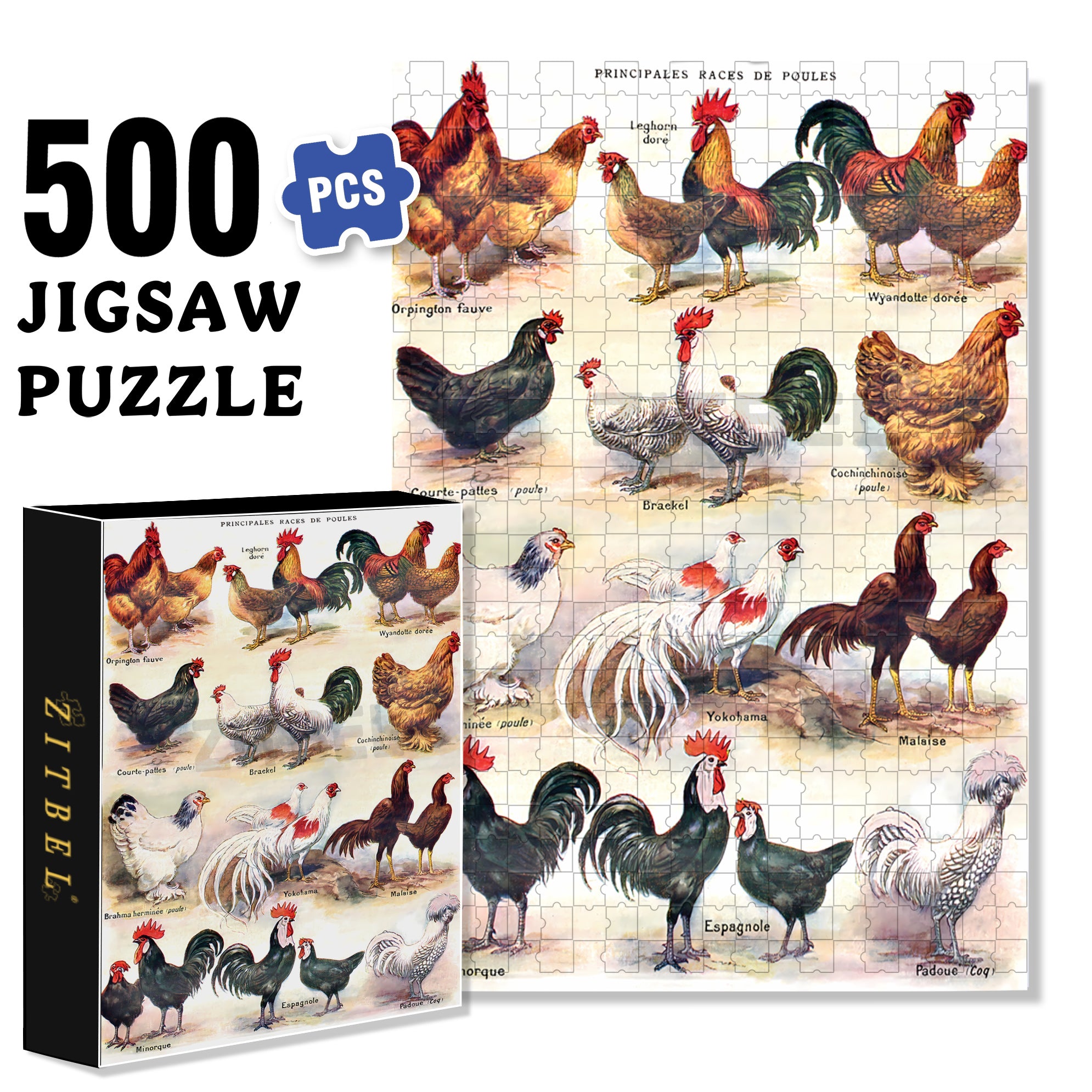 Chook 500pcs/1000pcs Jigsaw Puzzle, Scratch-Resistant, Interactive Family Game & Brain-Boosting DIY Decor, Perfect for Halloween, Christmas & New Year Gifts, Family Puzzle Game