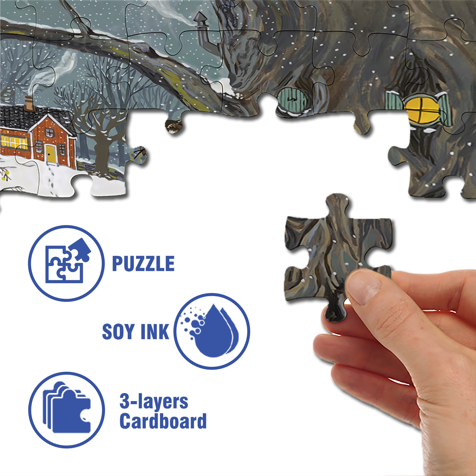 Cold Day 500pcs/1000pcs Jigsaw Puzzle, Scratch-Resistant, Interactive Family Game & Brain-Boosting DIY Decor, Perfect for Halloween, Christmas & New Year Gifts, Family Puzzle Game