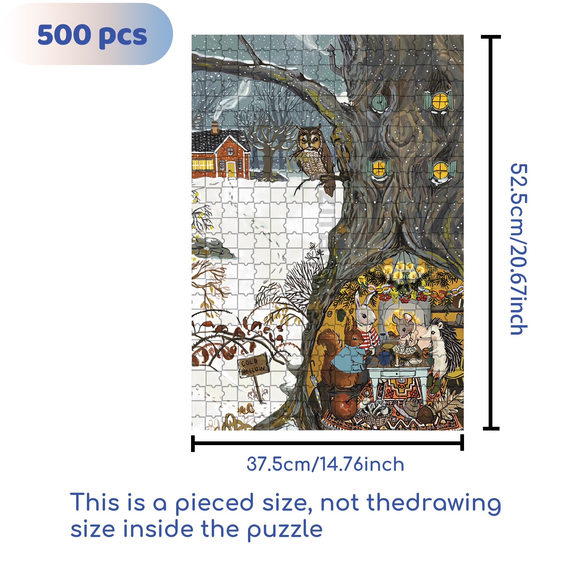 Cold Day 500pcs/1000pcs Jigsaw Puzzle, Scratch-Resistant, Interactive Family Game & Brain-Boosting DIY Decor, Perfect for Halloween, Christmas & New Year Gifts, Family Puzzle Game