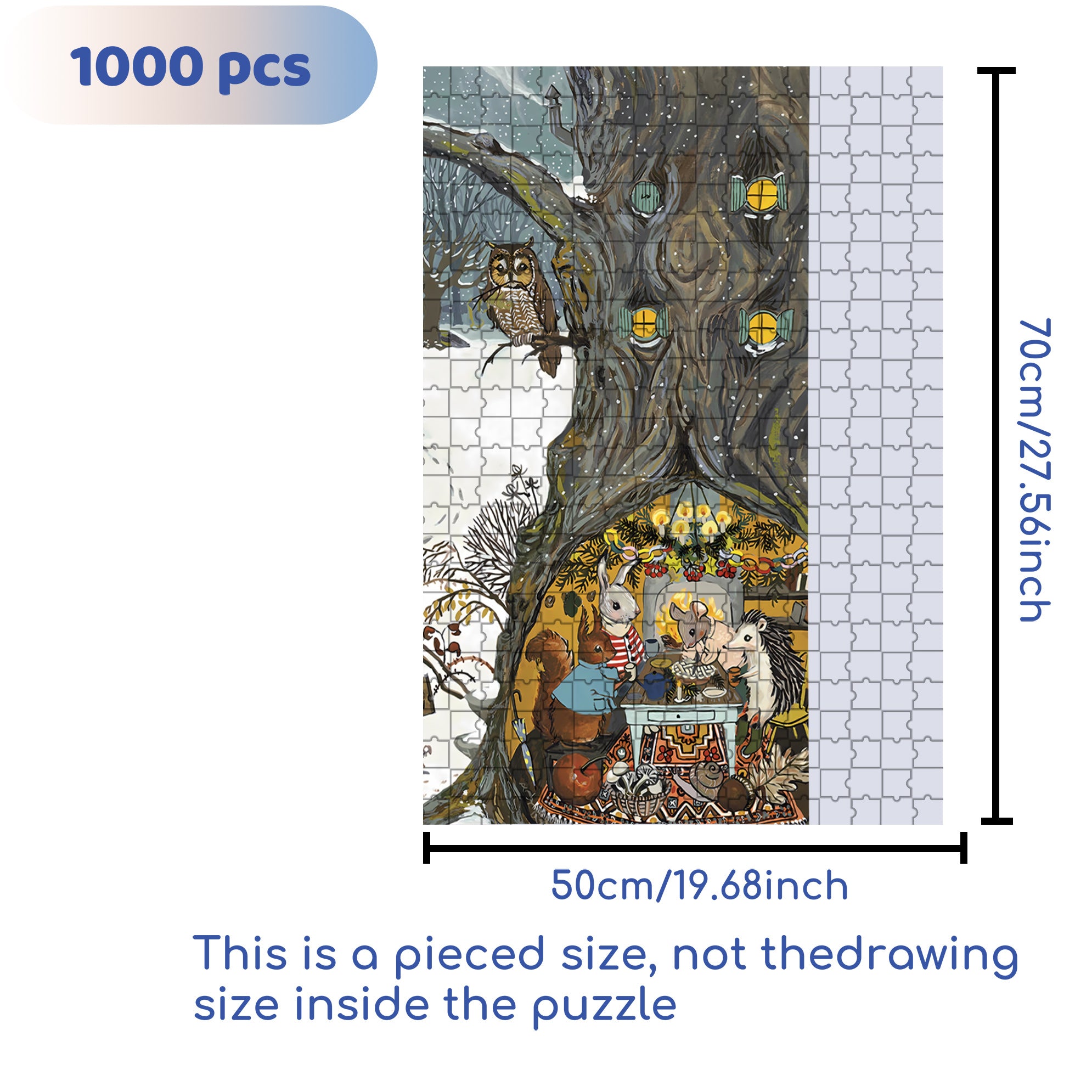 Cold Day 500pcs/1000pcs Jigsaw Puzzle, Scratch-Resistant, Interactive Family Game & Brain-Boosting DIY Decor, Perfect for Halloween, Christmas & New Year Gifts, Family Puzzle Game