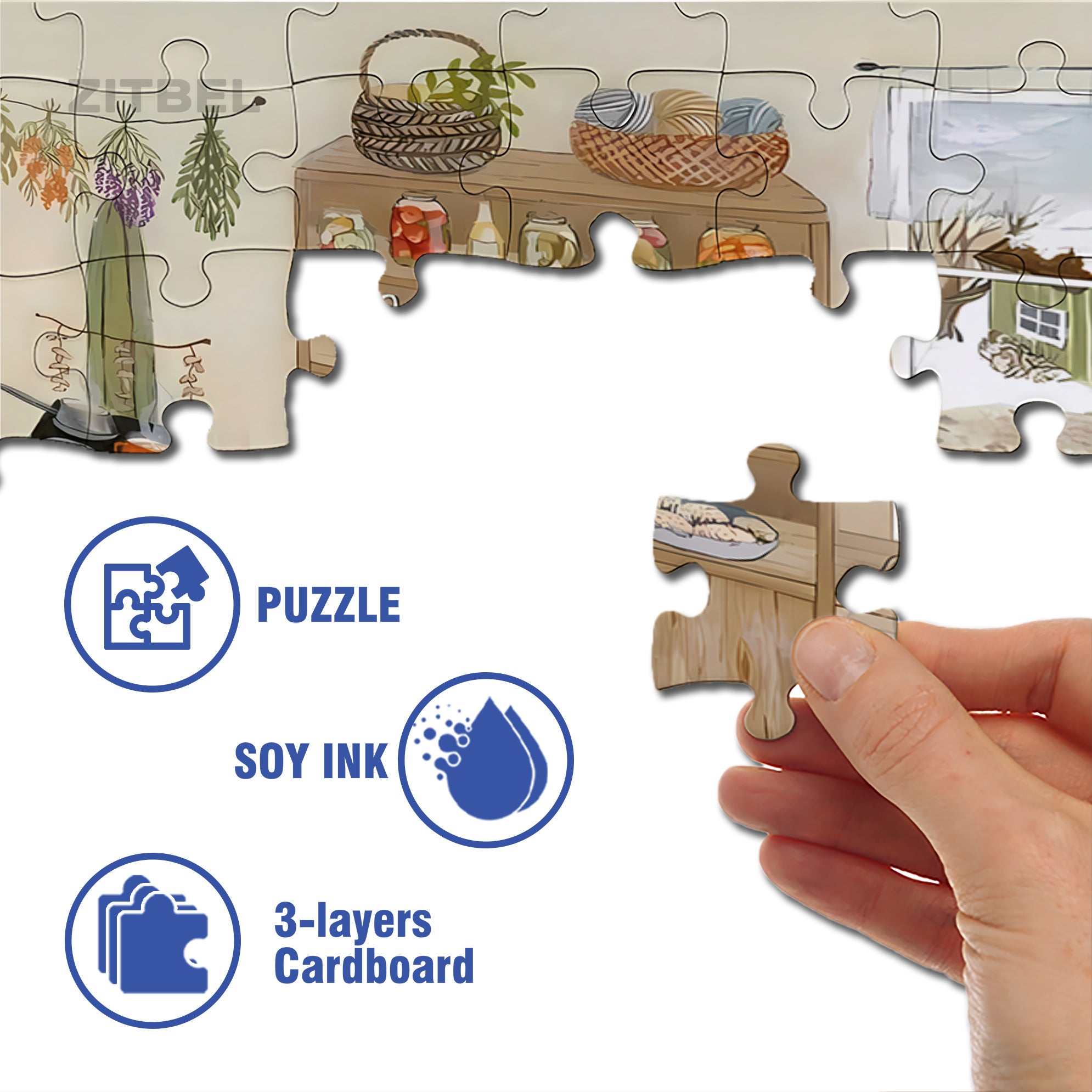 Cooking 500pcs/1000pcs Jigsaw Puzzle, Scratch-Resistant, Interactive Family Game & Brain-Boosting DIY Decor, Perfect for Halloween, Christmas & New Year Gifts, Family Puzzle Game