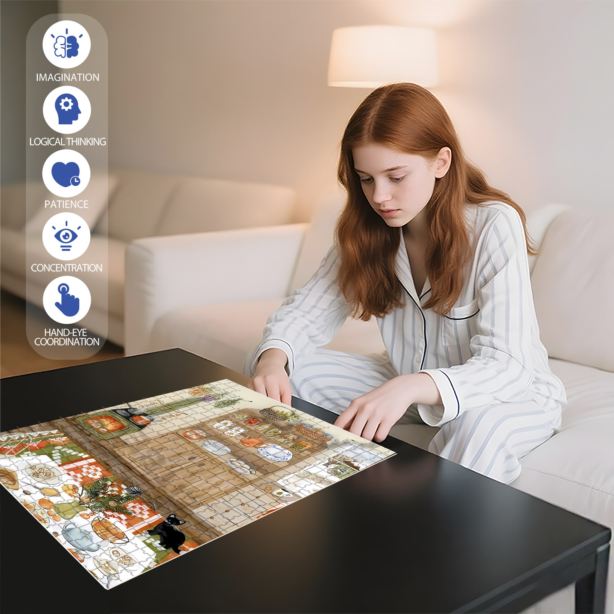 Cooking 500pcs/1000pcs Jigsaw Puzzle, Scratch-Resistant, Interactive Family Game & Brain-Boosting DIY Decor, Perfect for Halloween, Christmas & New Year Gifts, Family Puzzle Game