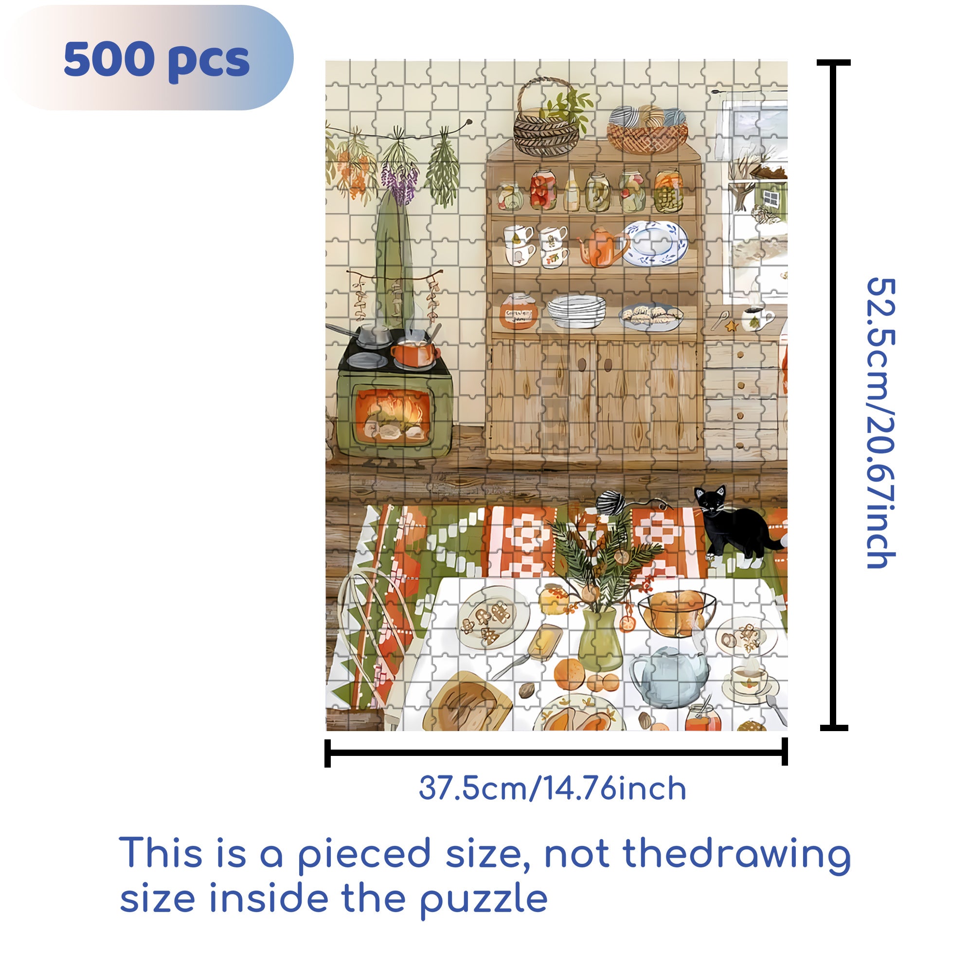 Cooking 500pcs/1000pcs Jigsaw Puzzle, Scratch-Resistant, Interactive Family Game & Brain-Boosting DIY Decor, Perfect for Halloween, Christmas & New Year Gifts, Family Puzzle Game