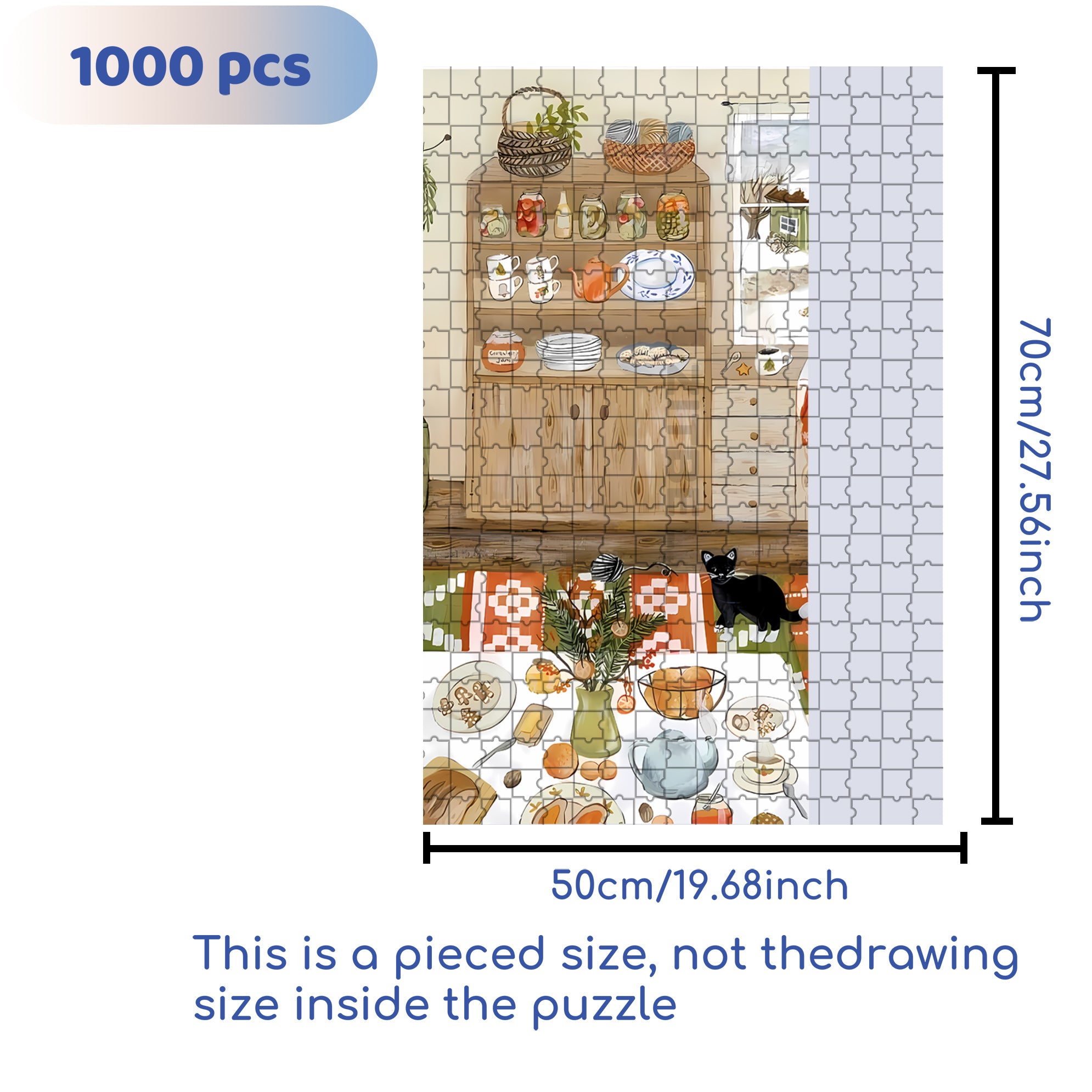 Cooking 500pcs/1000pcs Jigsaw Puzzle, Scratch-Resistant, Interactive Family Game & Brain-Boosting DIY Decor, Perfect for Halloween, Christmas & New Year Gifts, Family Puzzle Game