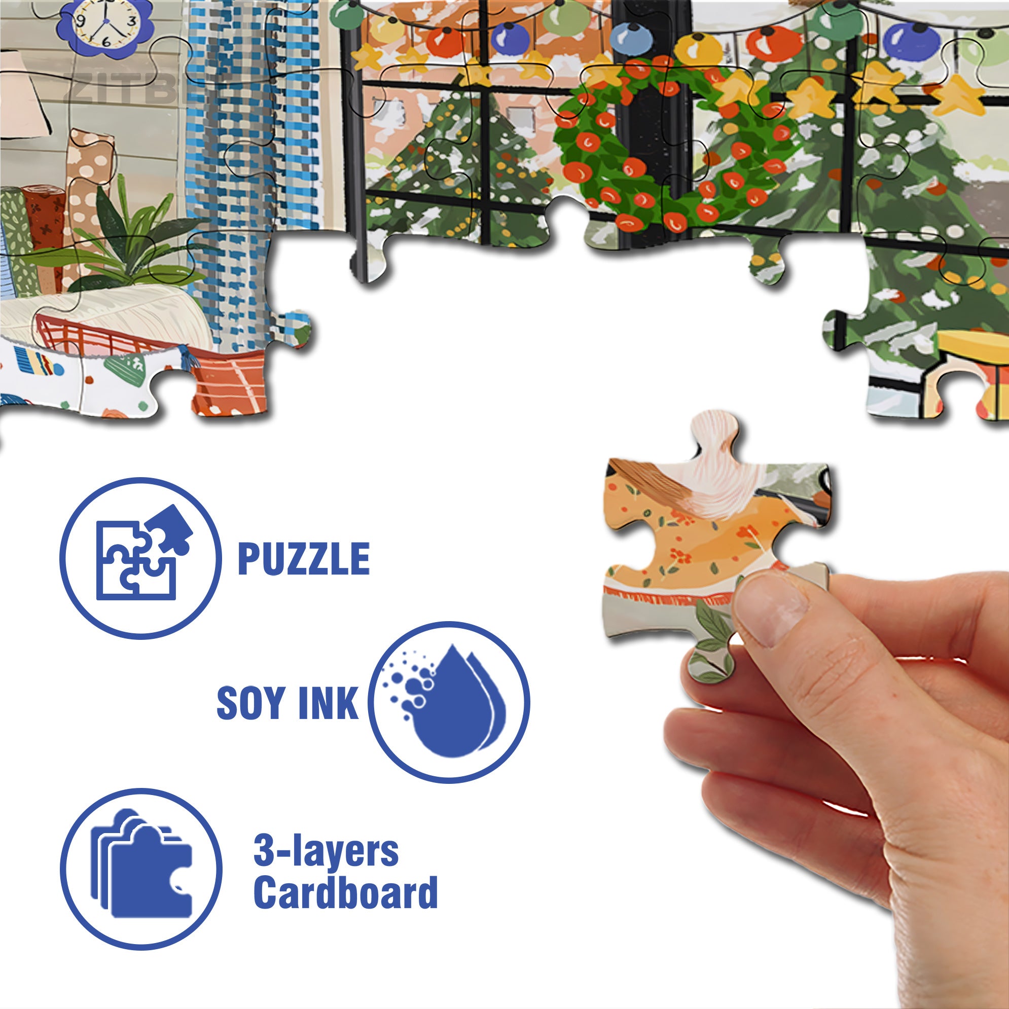 Cozy Holidays 500pcs/1000pcs Jigsaw Puzzle, Scratch-Resistant, Interactive Family Game & Brain-Boosting DIY Decor, Perfect for Halloween, Christmas & New Year Gifts, Family Puzzle Game