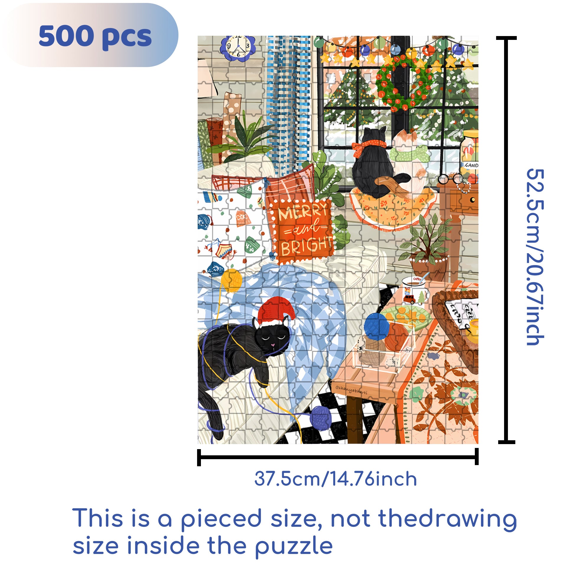 Cozy Holidays 500pcs/1000pcs Jigsaw Puzzle, Scratch-Resistant, Interactive Family Game & Brain-Boosting DIY Decor, Perfect for Halloween, Christmas & New Year Gifts, Family Puzzle Game