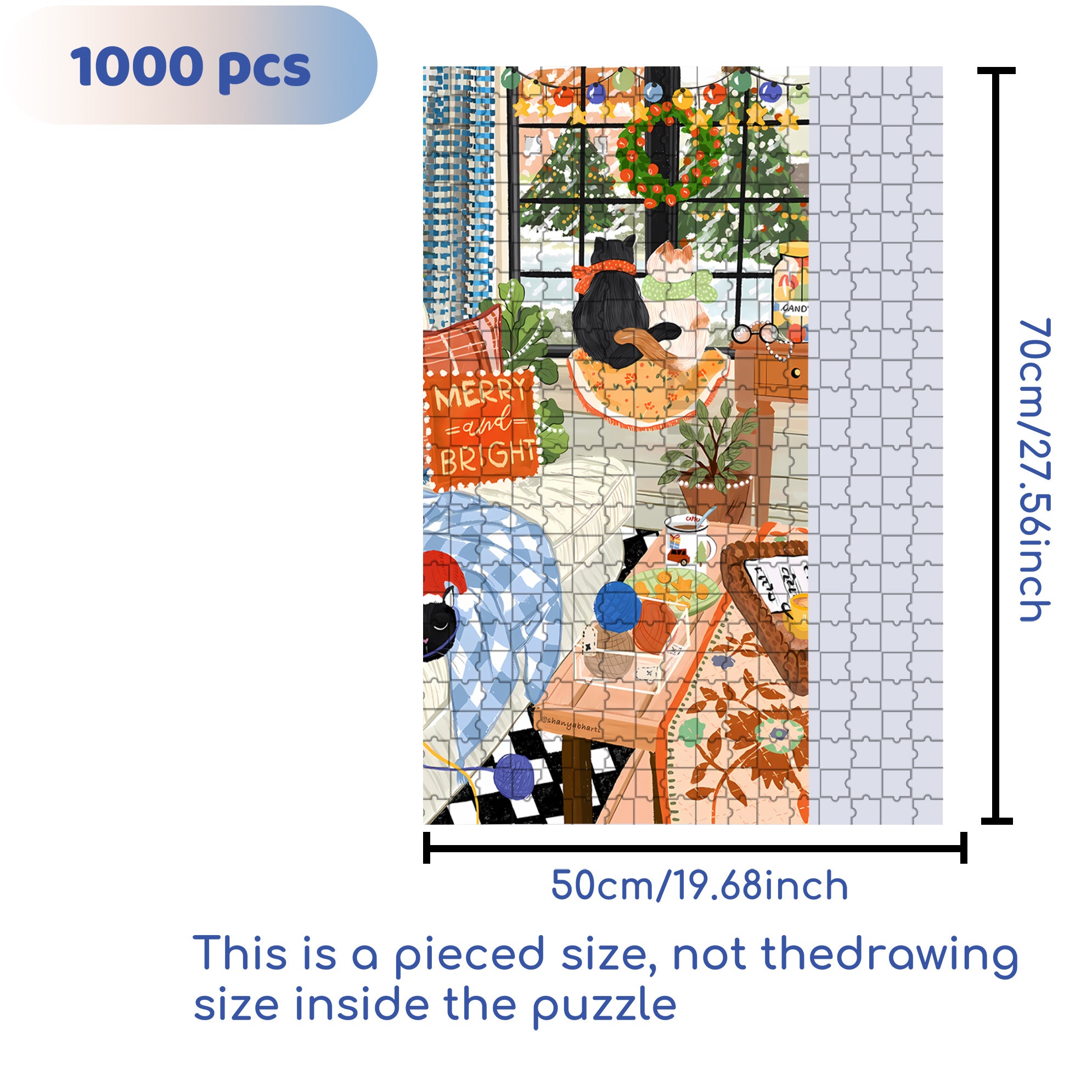 Cozy Holidays 500pcs/1000pcs Jigsaw Puzzle, Scratch-Resistant, Interactive Family Game & Brain-Boosting DIY Decor, Perfect for Halloween, Christmas & New Year Gifts, Family Puzzle Game