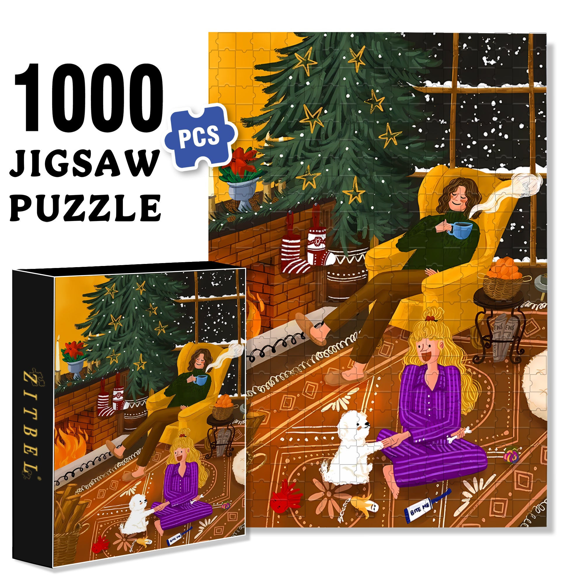 Cozy Night 500pcs/1000pcs Jigsaw Puzzle, Scratch-Resistant, Interactive Family Game & Brain-Boosting DIY Decor, Perfect for Halloween, Christmas & New Year Gifts, Family Puzzle Game