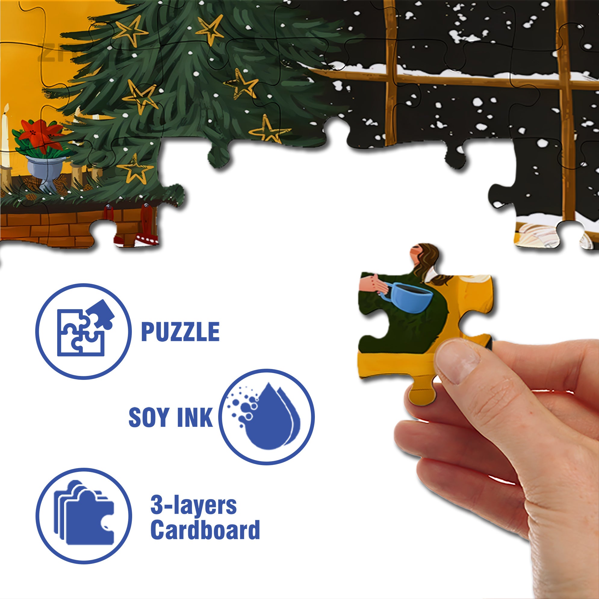 Cozy Night 500pcs/1000pcs Jigsaw Puzzle, Scratch-Resistant, Interactive Family Game & Brain-Boosting DIY Decor, Perfect for Halloween, Christmas & New Year Gifts, Family Puzzle Game