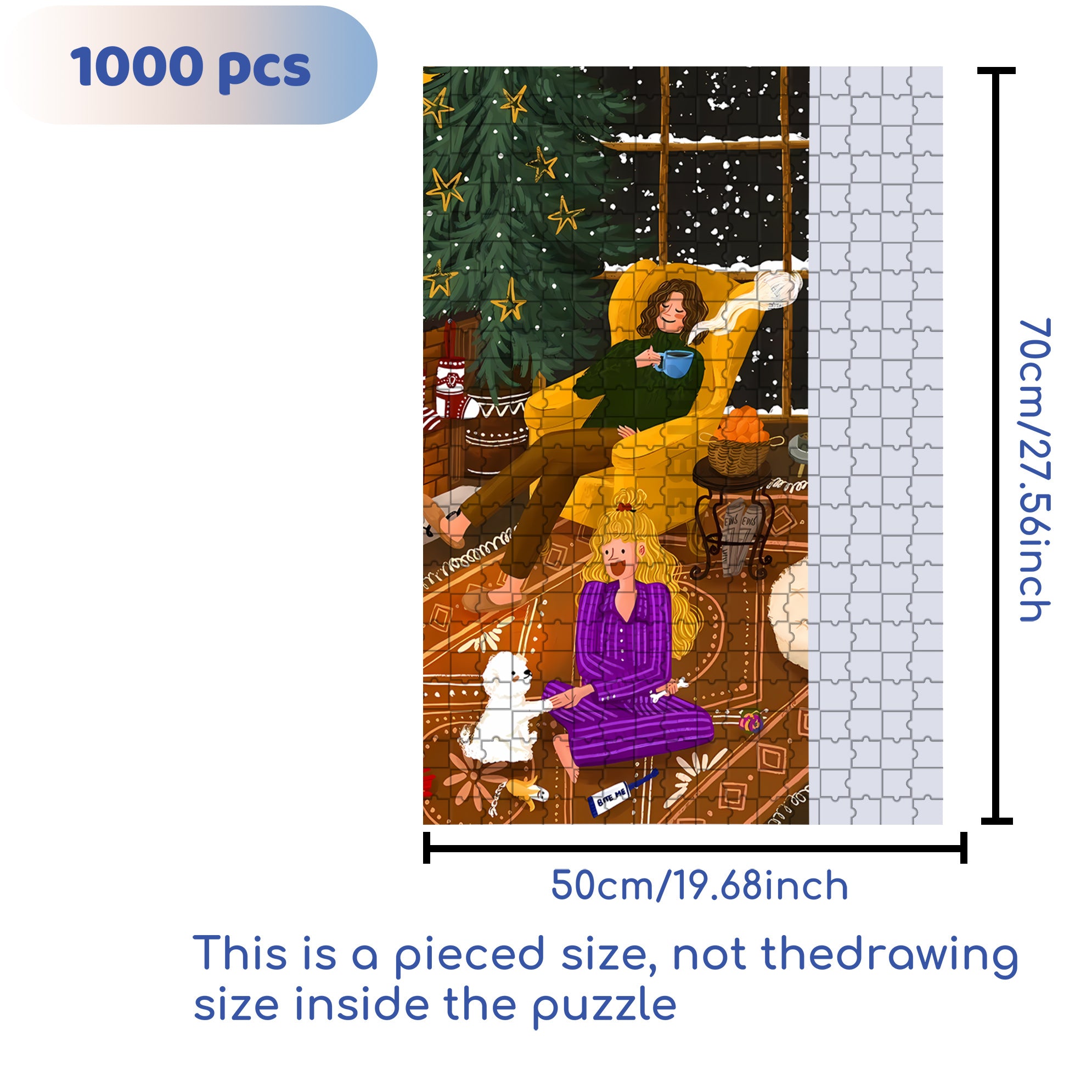 Cozy Night 500pcs/1000pcs Jigsaw Puzzle, Scratch-Resistant, Interactive Family Game & Brain-Boosting DIY Decor, Perfect for Halloween, Christmas & New Year Gifts, Family Puzzle Game