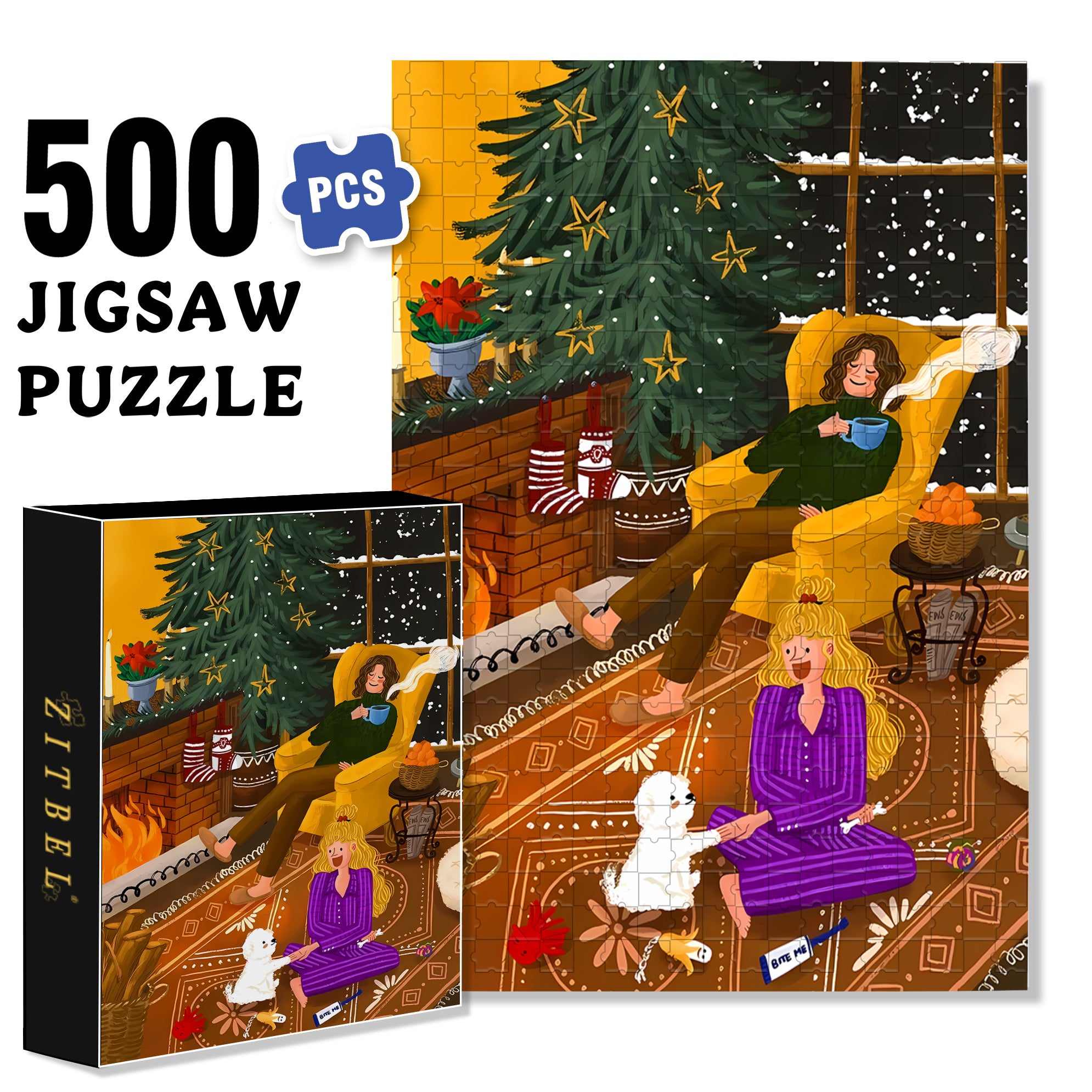 Cozy Night 500pcs/1000pcs Jigsaw Puzzle, Scratch-Resistant, Interactive Family Game & Brain-Boosting DIY Decor, Perfect for Halloween, Christmas & New Year Gifts, Family Puzzle Game