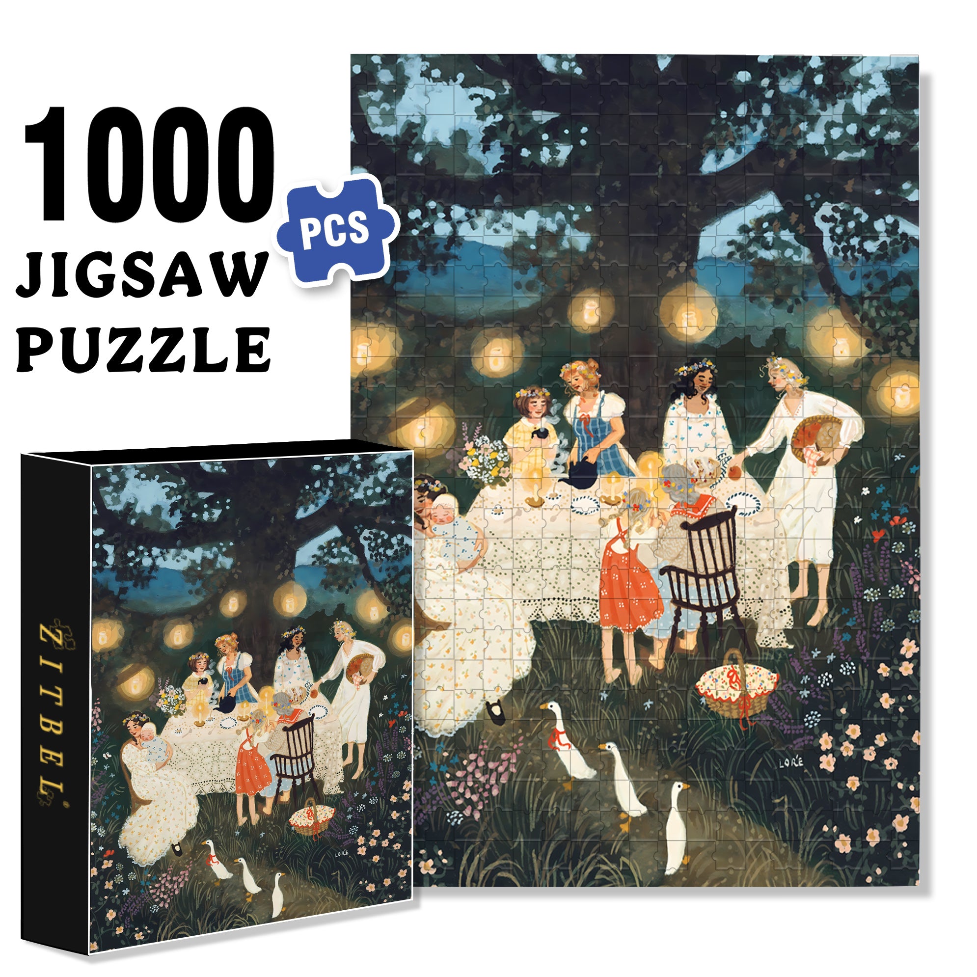 Dinner 500pcs/1000pcs Jigsaw Puzzle, Scratch-Resistant, Interactive Family Game & Brain-Boosting DIY Decor, Perfect for Halloween, Christmas & New Year Gifts, Family Puzzle Game