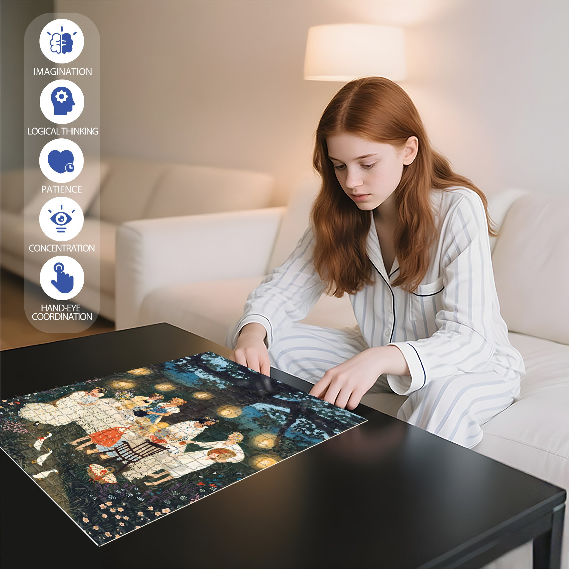 Dinner 500pcs/1000pcs Jigsaw Puzzle, Scratch-Resistant, Interactive Family Game & Brain-Boosting DIY Decor, Perfect for Halloween, Christmas & New Year Gifts, Family Puzzle Game
