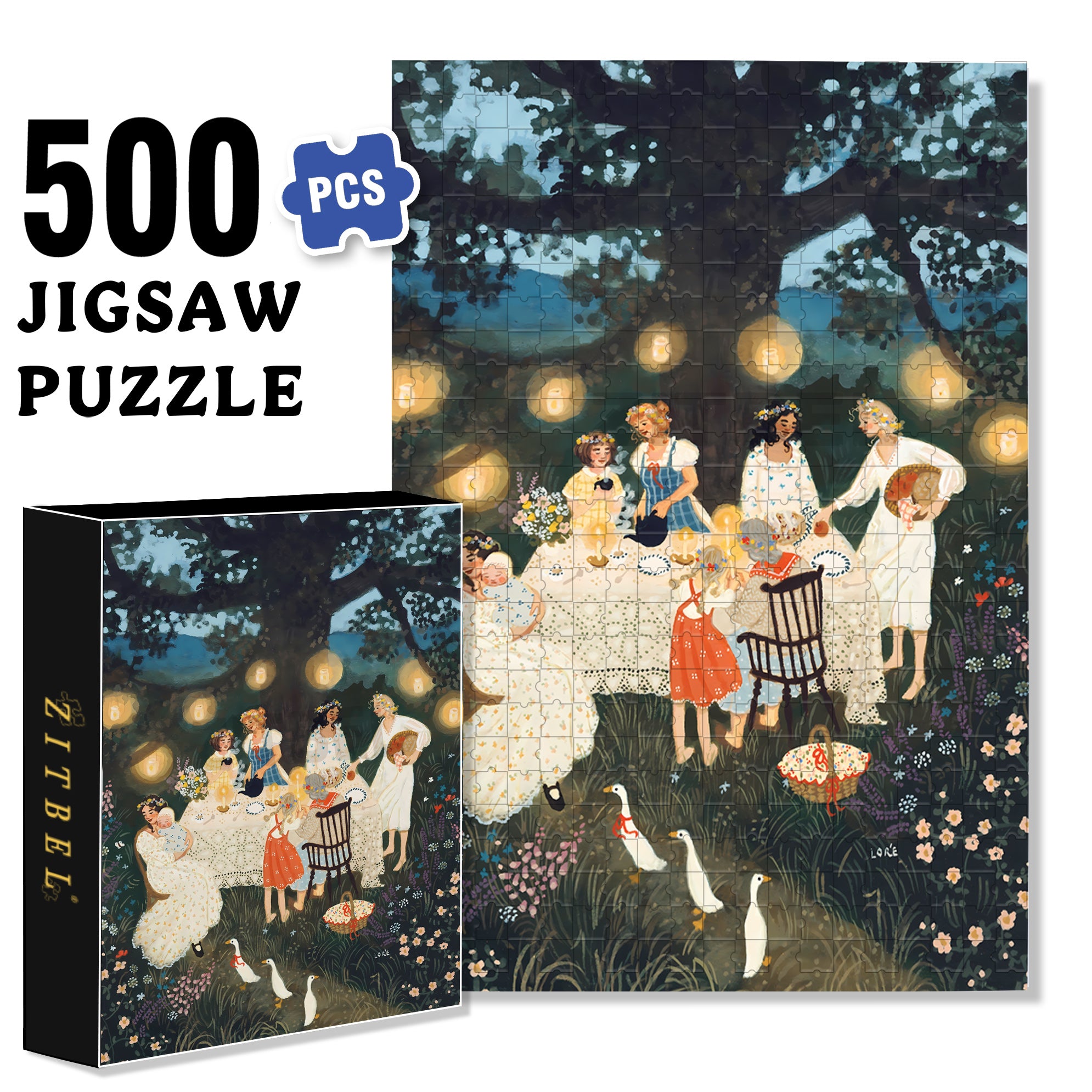 Dinner 500pcs/1000pcs Jigsaw Puzzle, Scratch-Resistant, Interactive Family Game & Brain-Boosting DIY Decor, Perfect for Halloween, Christmas & New Year Gifts, Family Puzzle Game