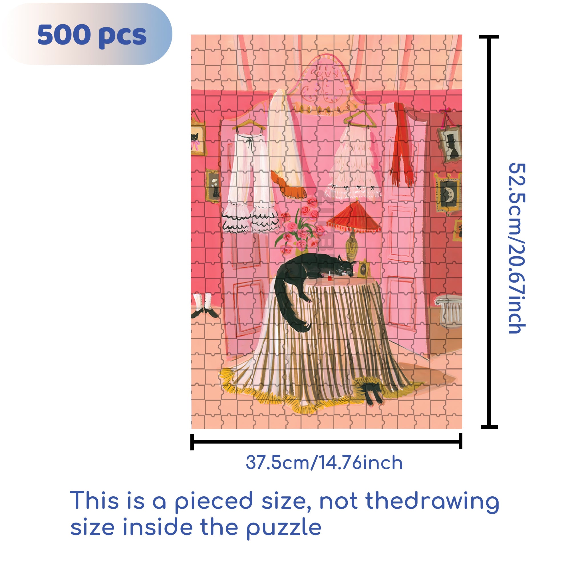 Dressing Room 500pcs/1000pcs Jigsaw Puzzle, Scratch-Resistant, Interactive Family Game & Brain-Boosting DIY Decor, Perfect for Halloween, Christmas & New Year Gifts, Family Puzzle Game
