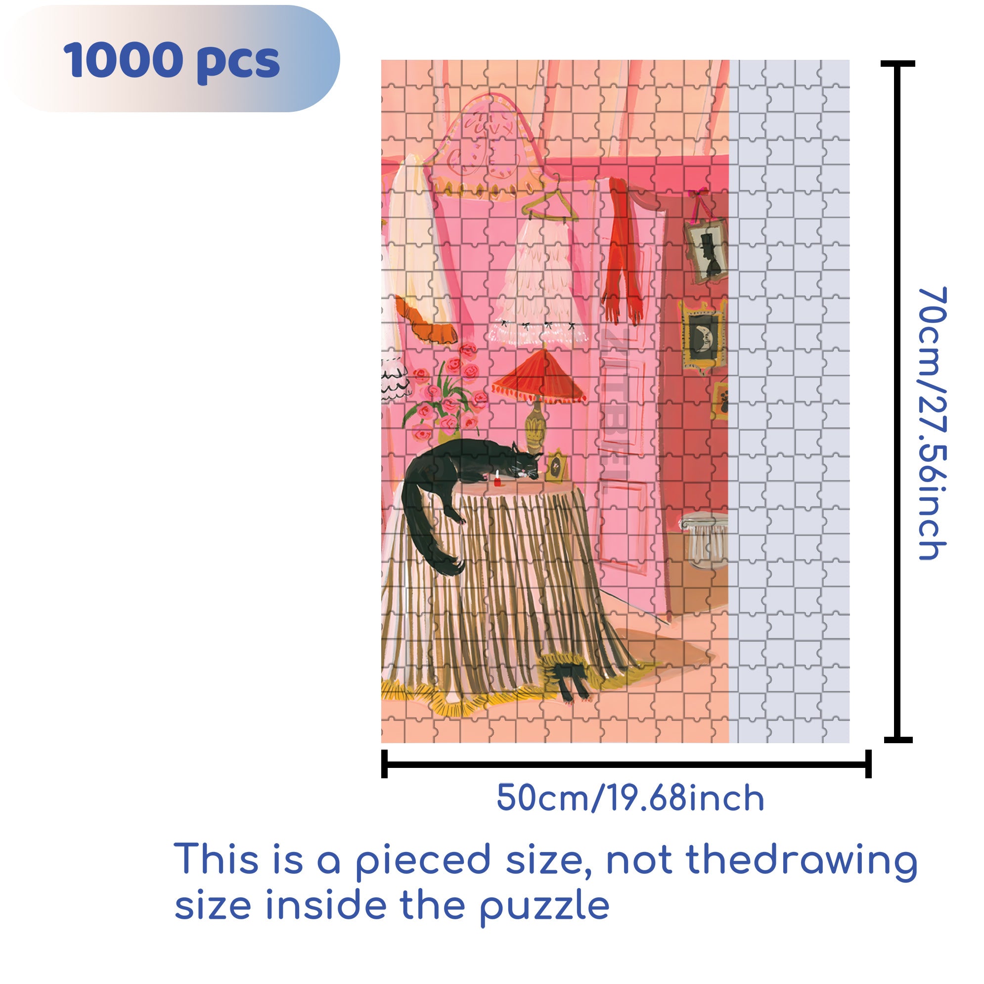 Dressing Room 500pcs/1000pcs Jigsaw Puzzle, Scratch-Resistant, Interactive Family Game & Brain-Boosting DIY Decor, Perfect for Halloween, Christmas & New Year Gifts, Family Puzzle Game