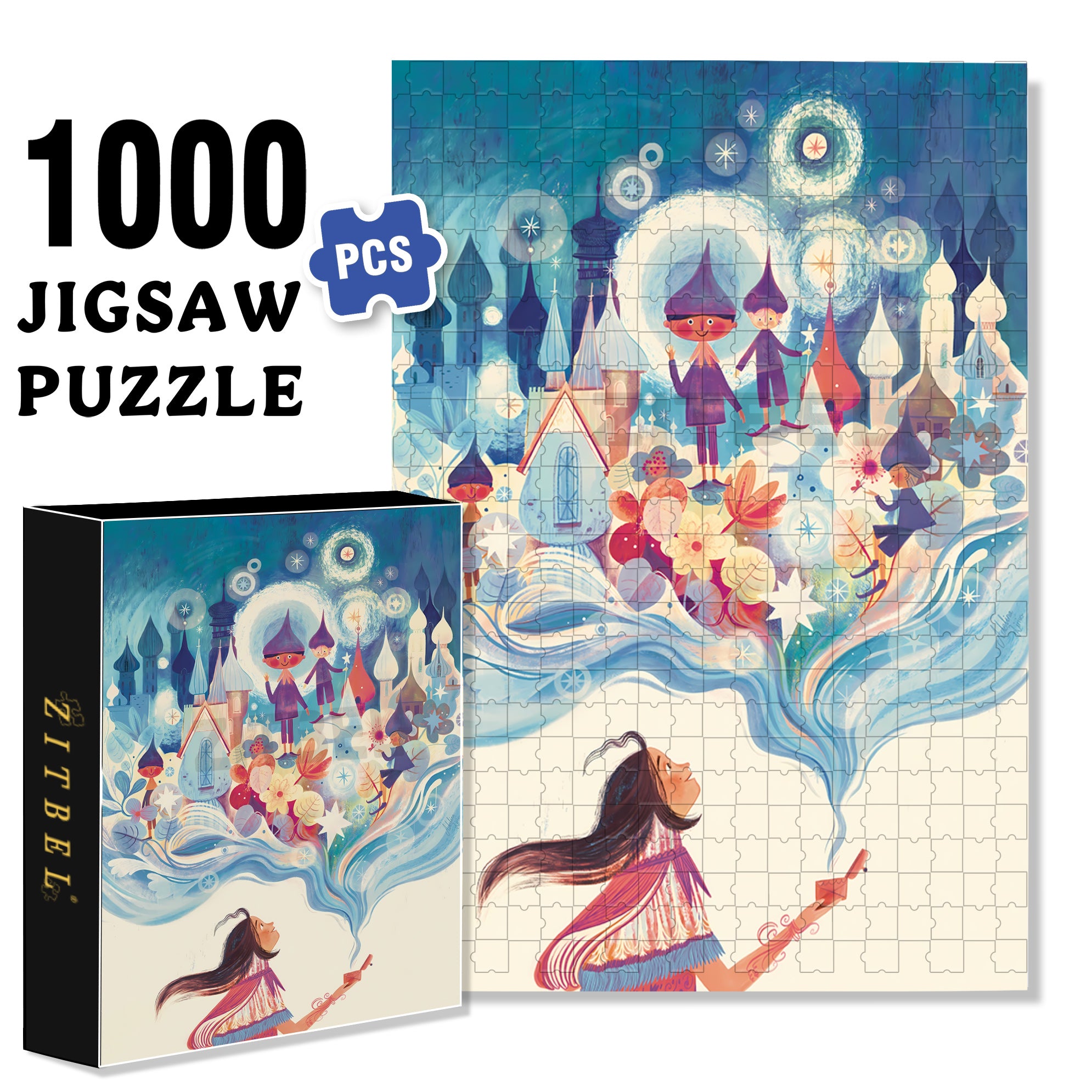 Fairy Tale World 500pcs/1000pcs Jigsaw Puzzle, Scratch-Resistant, Interactive Family Game & Brain-Boosting DIY Decor, Perfect for Halloween, Christmas & New Year Gifts, Family Puzzle Game