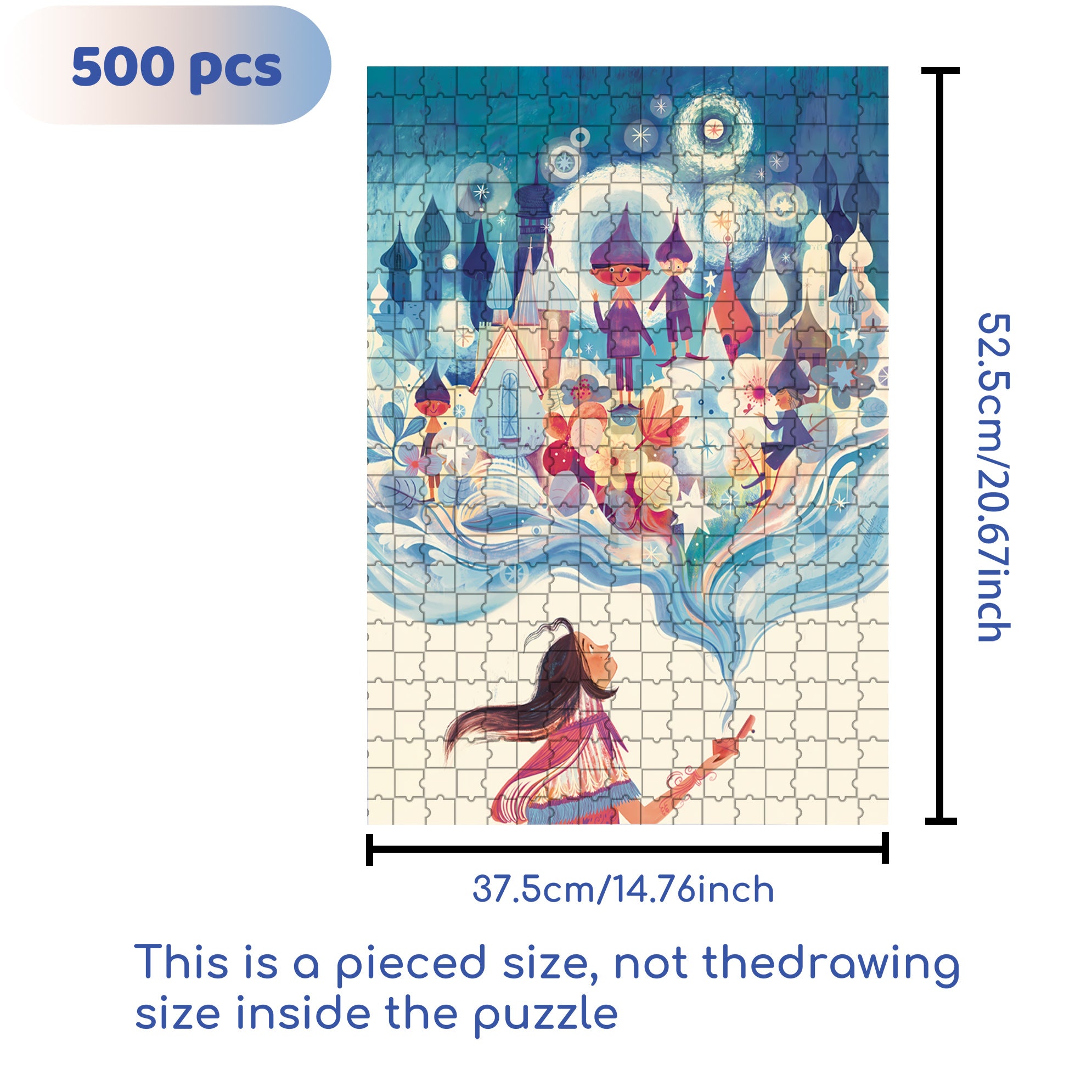 Fairy Tale World 500pcs/1000pcs Jigsaw Puzzle, Scratch-Resistant, Interactive Family Game & Brain-Boosting DIY Decor, Perfect for Halloween, Christmas & New Year Gifts, Family Puzzle Game