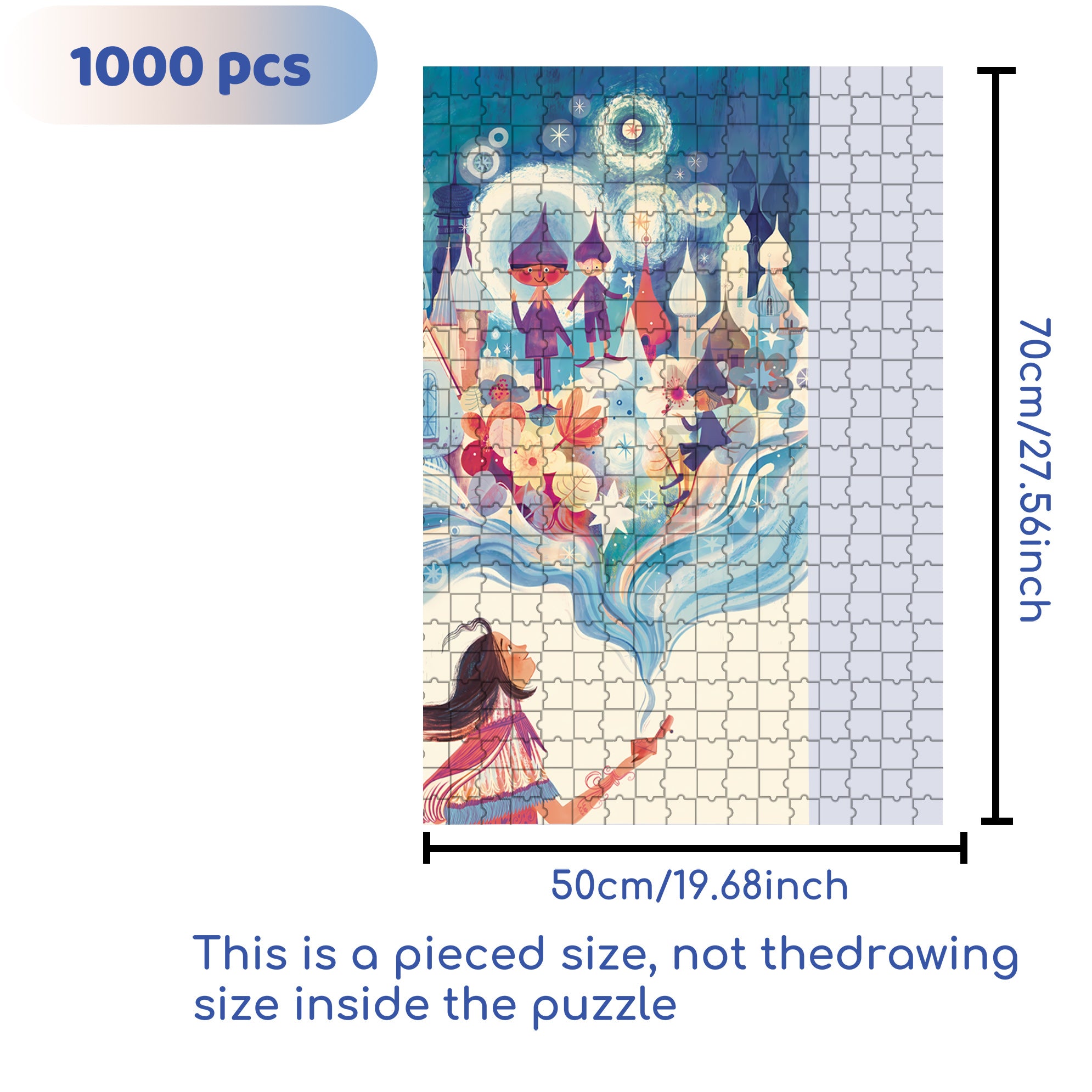 Fairy Tale World 500pcs/1000pcs Jigsaw Puzzle, Scratch-Resistant, Interactive Family Game & Brain-Boosting DIY Decor, Perfect for Halloween, Christmas & New Year Gifts, Family Puzzle Game