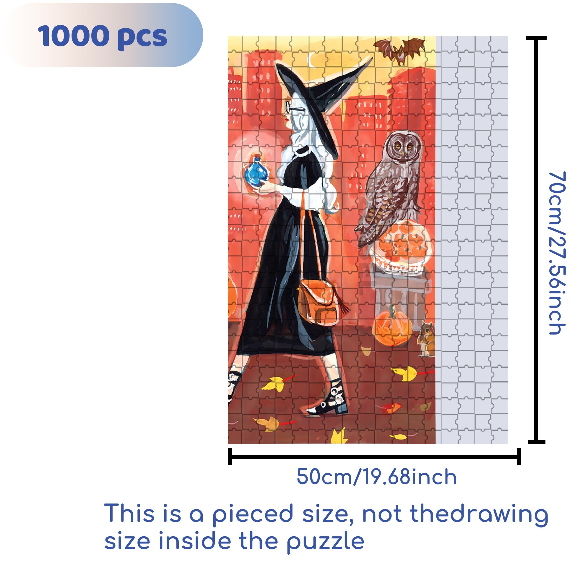 Fashionable Witch 500pcs/1000pcs Jigsaw Puzzle, Scratch-Resistant, Interactive Family Game & Brain-Boosting DIY Decor, Perfect for Halloween, Christmas & New Year Gifts, Family Puzzle Game
