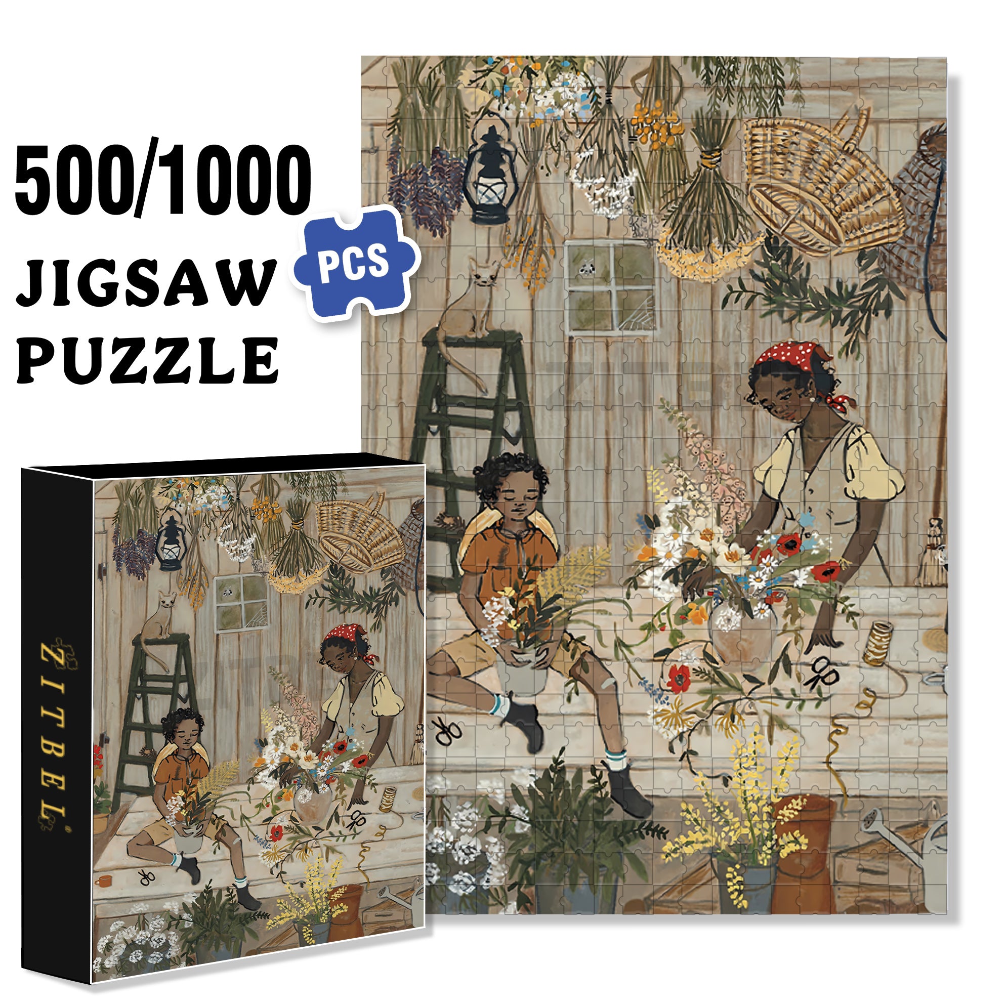 Flower Arrangement 500pcs/1000pcs Jigsaw Puzzle, Scratch-Resistant, Interactive Family Game & Brain-Boosting DIY Decor, Perfect for Halloween, Christmas & New Year Gifts, Family Puzzle Game