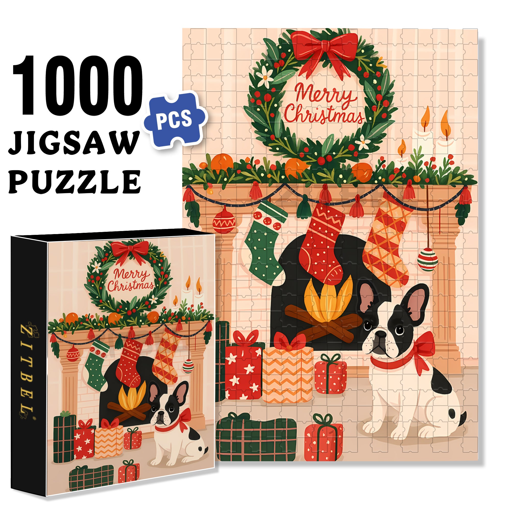 French Bulldog 500pcs/1000pcs Jigsaw Puzzle, Scratch-Resistant, Interactive Family Game & Brain-Boosting DIY Decor, Perfect for Halloween, Christmas & New Year Gifts, Family Puzzle Game