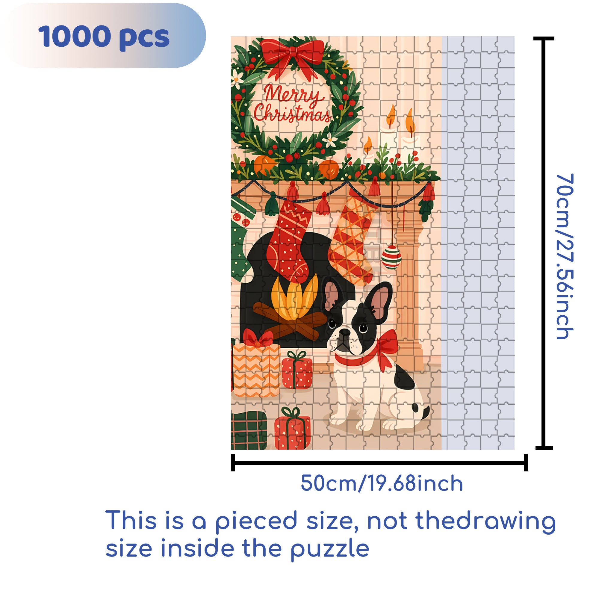 French Bulldog 500pcs/1000pcs Jigsaw Puzzle, Scratch-Resistant, Interactive Family Game & Brain-Boosting DIY Decor, Perfect for Halloween, Christmas & New Year Gifts, Family Puzzle Game
