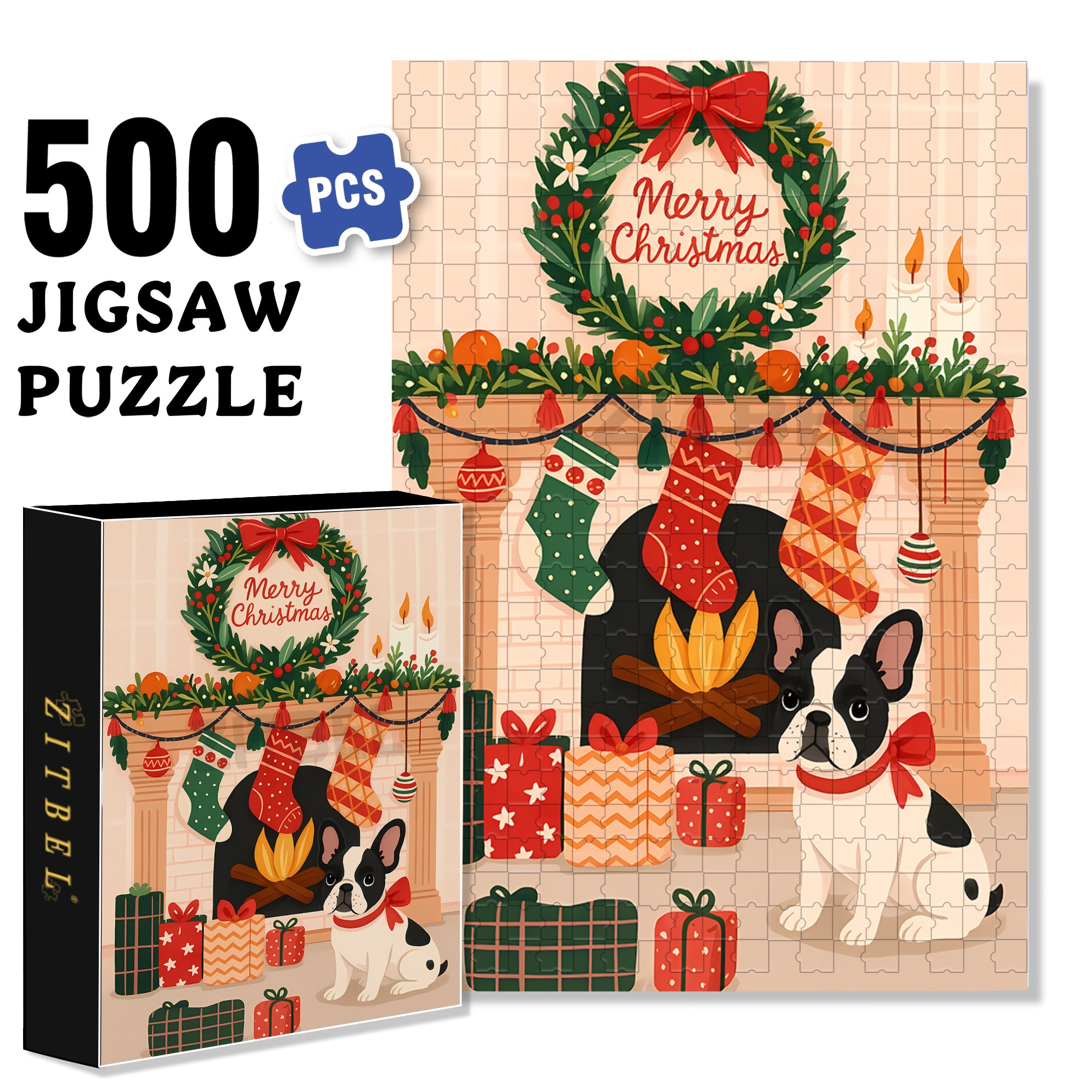 French Bulldog 500pcs/1000pcs Jigsaw Puzzle, Scratch-Resistant, Interactive Family Game & Brain-Boosting DIY Decor, Perfect for Halloween, Christmas & New Year Gifts, Family Puzzle Game