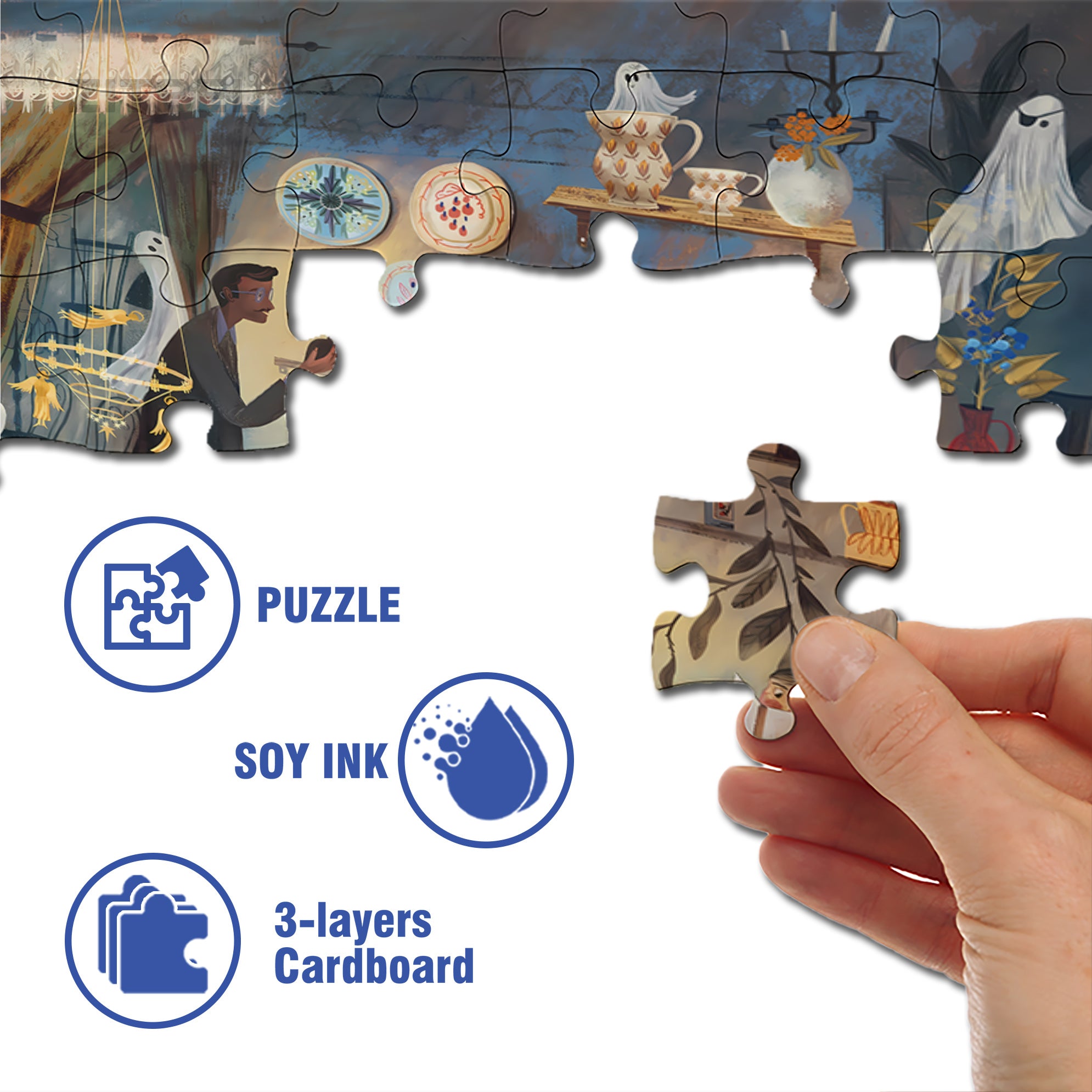 Ghost Furniture Store 500pcs/1000pcs Jigsaw Puzzle, Scratch-Resistant, Interactive Family Game & Brain-Boosting DIY Decor, Perfect for Halloween, Christmas & New Year Gifts, Family Puzzle Game